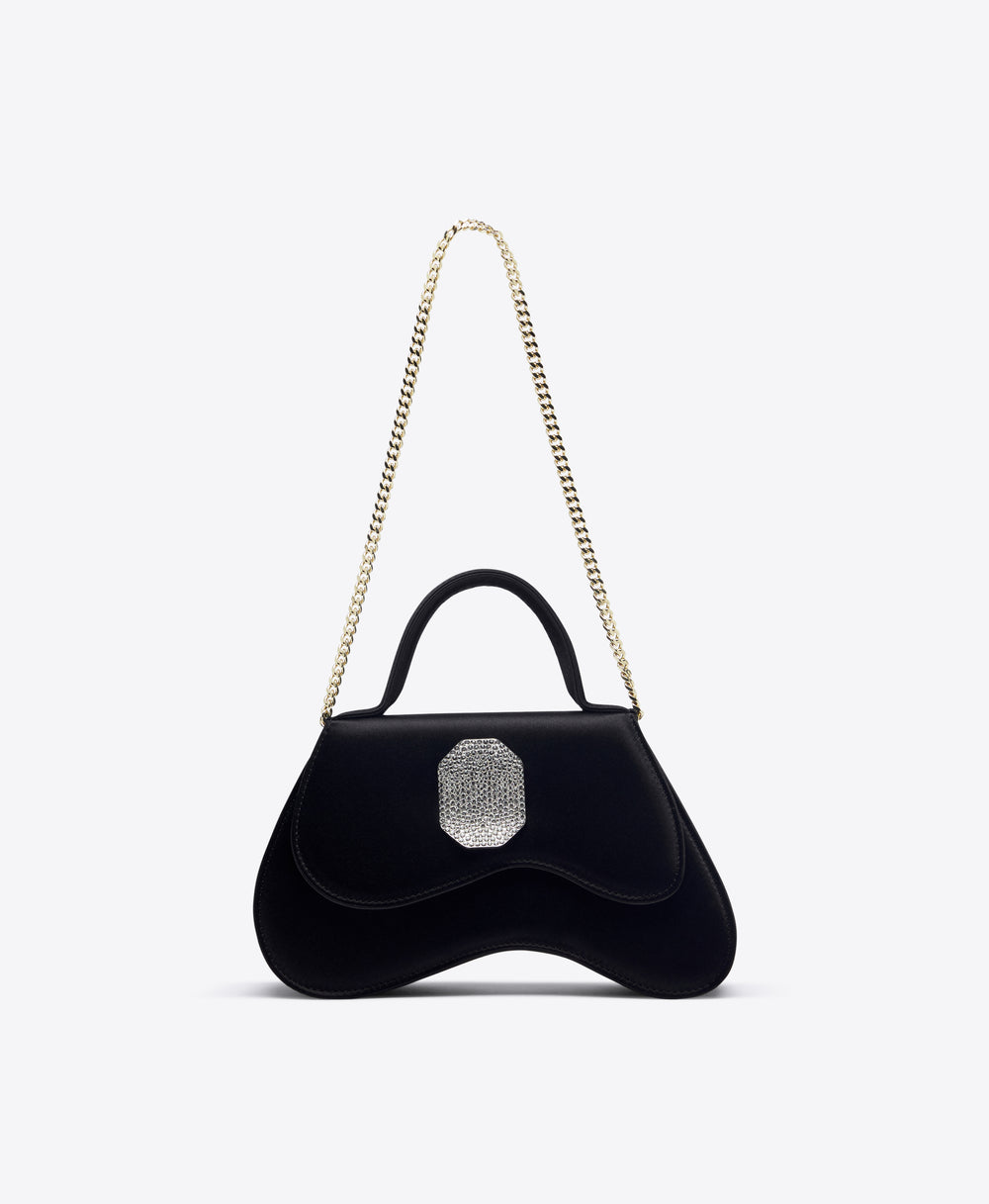 Women's Divine Black Satin Handbag Malone Souliers