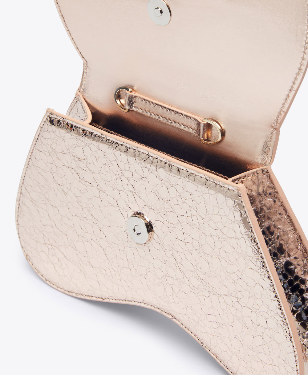 Women's Divine Bronze Cracked Mirror Leather Handbag Malone Souliers