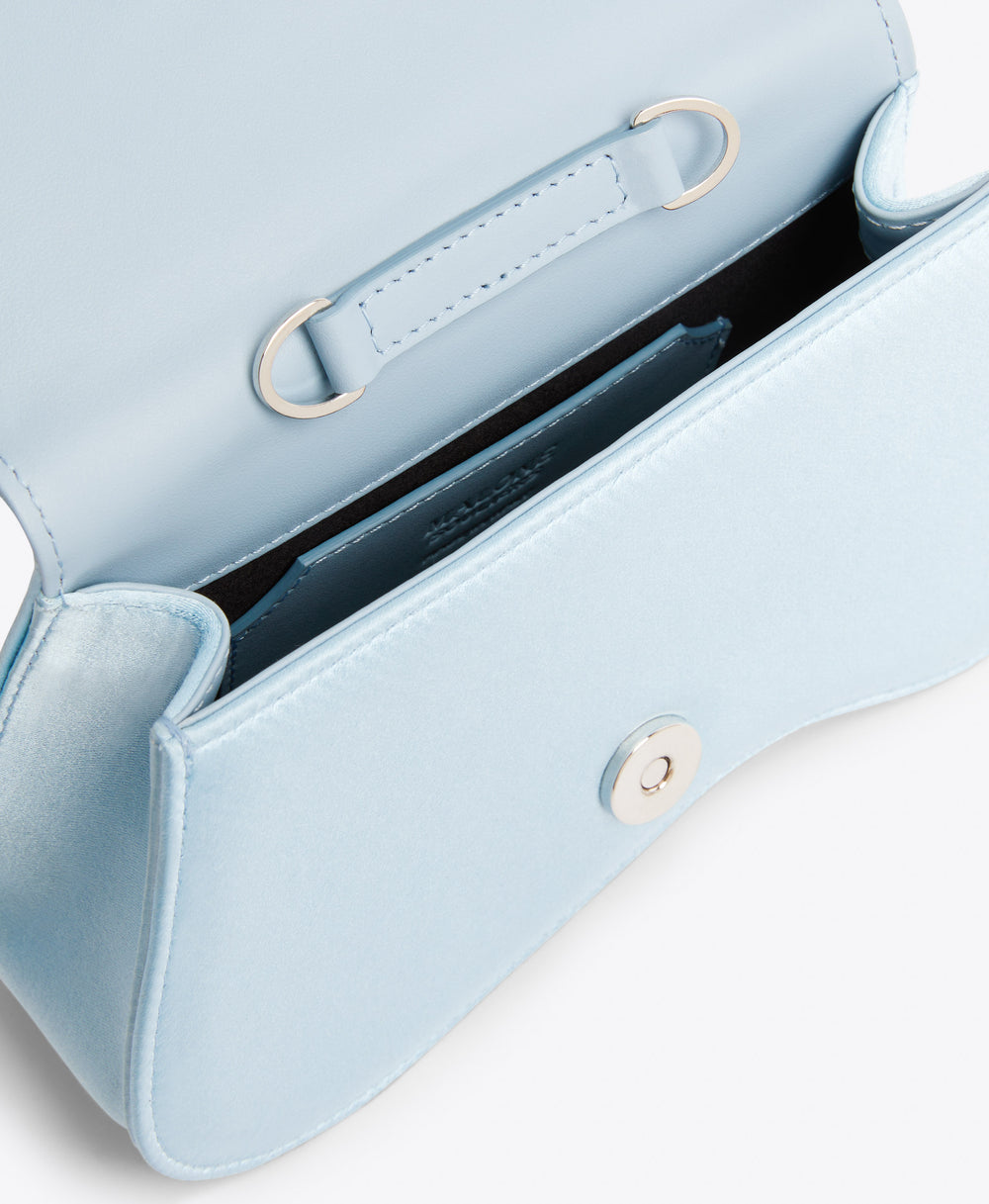 Baby Blue Asymmetric Curved Satin Clutch Malone Souliers