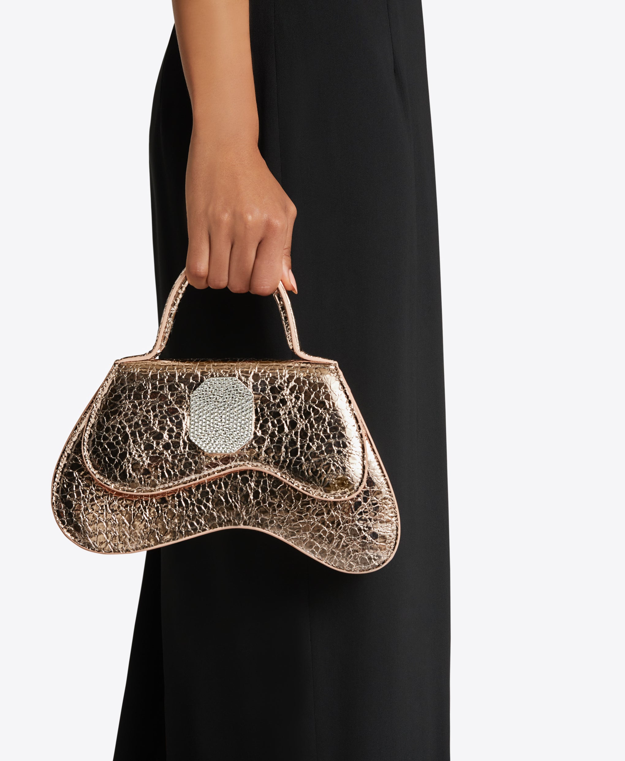 Women's Divine Bronze Cracked Mirror Leather Handbag Malone Souliers