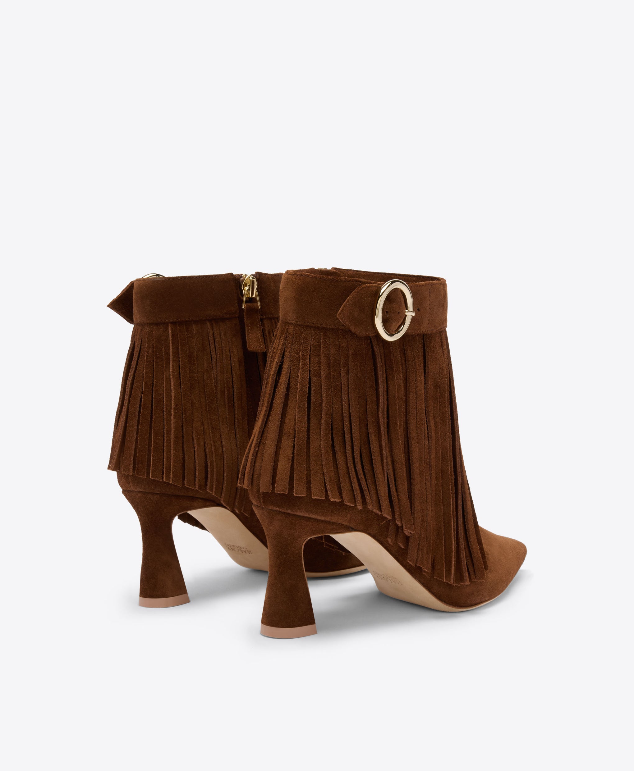 Donni 70 Brown Suede Fringed Heeled Ankle Boots Malone Souliers