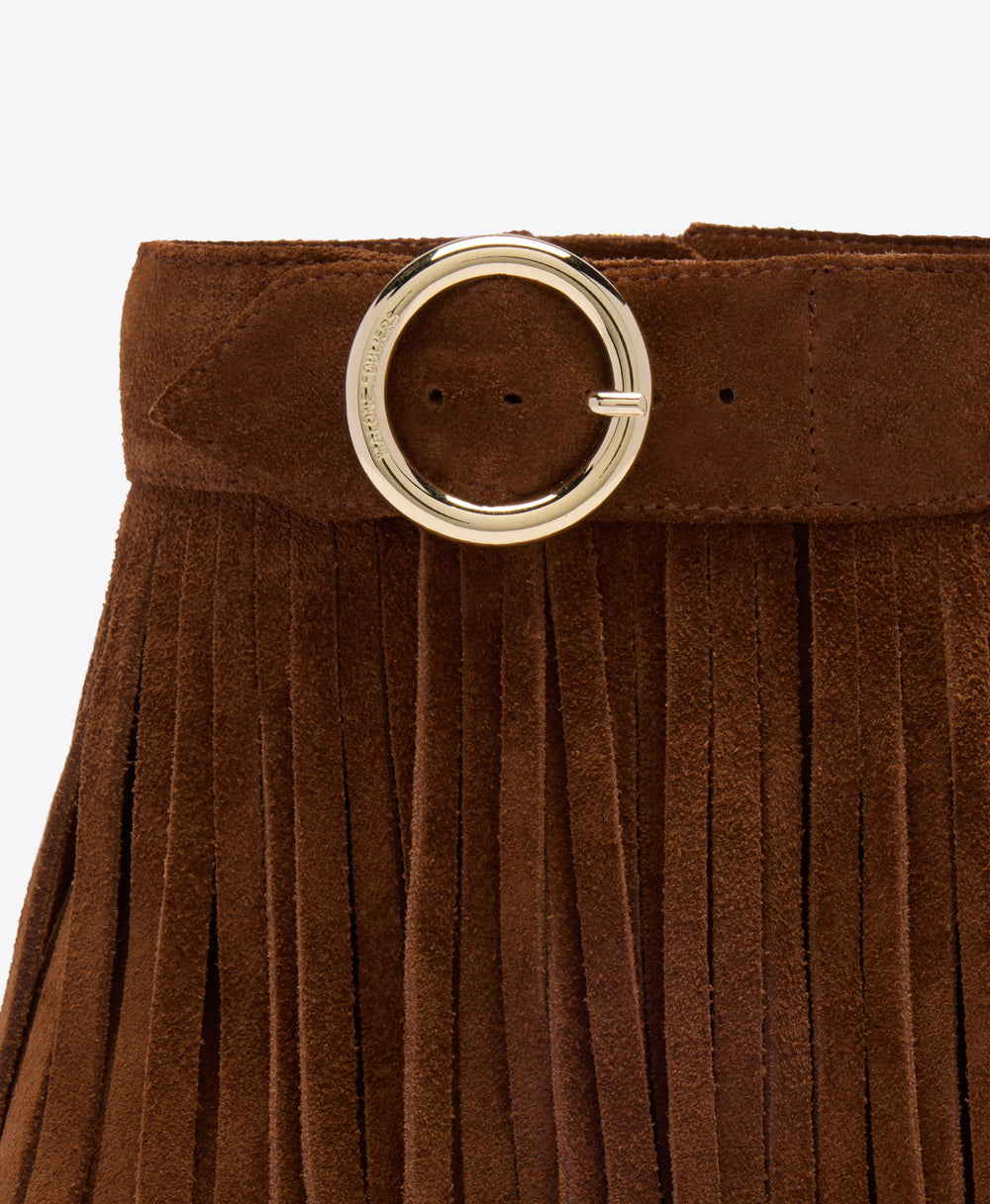 Donni 70 Brown Suede Fringed Heeled Ankle Boots Malone Souliers