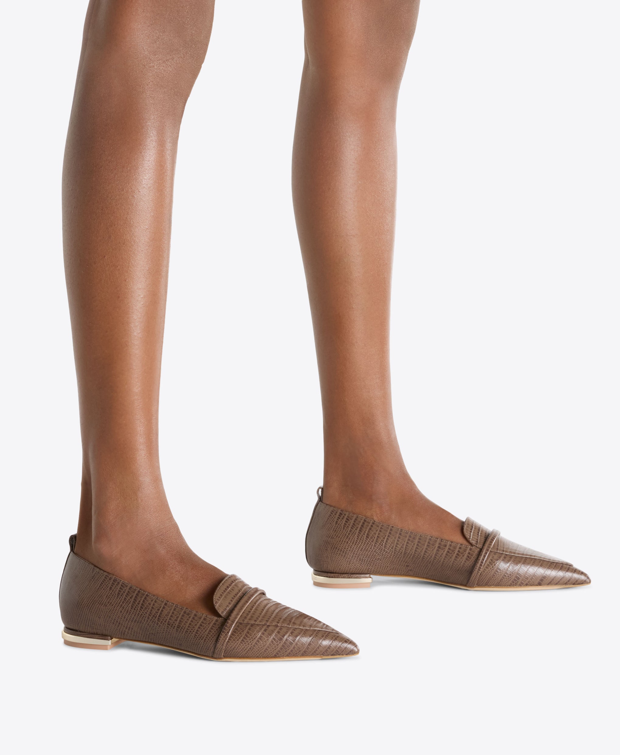 Dora Taupe Embossed Leather Loafers Limited Edition Malone Souliers