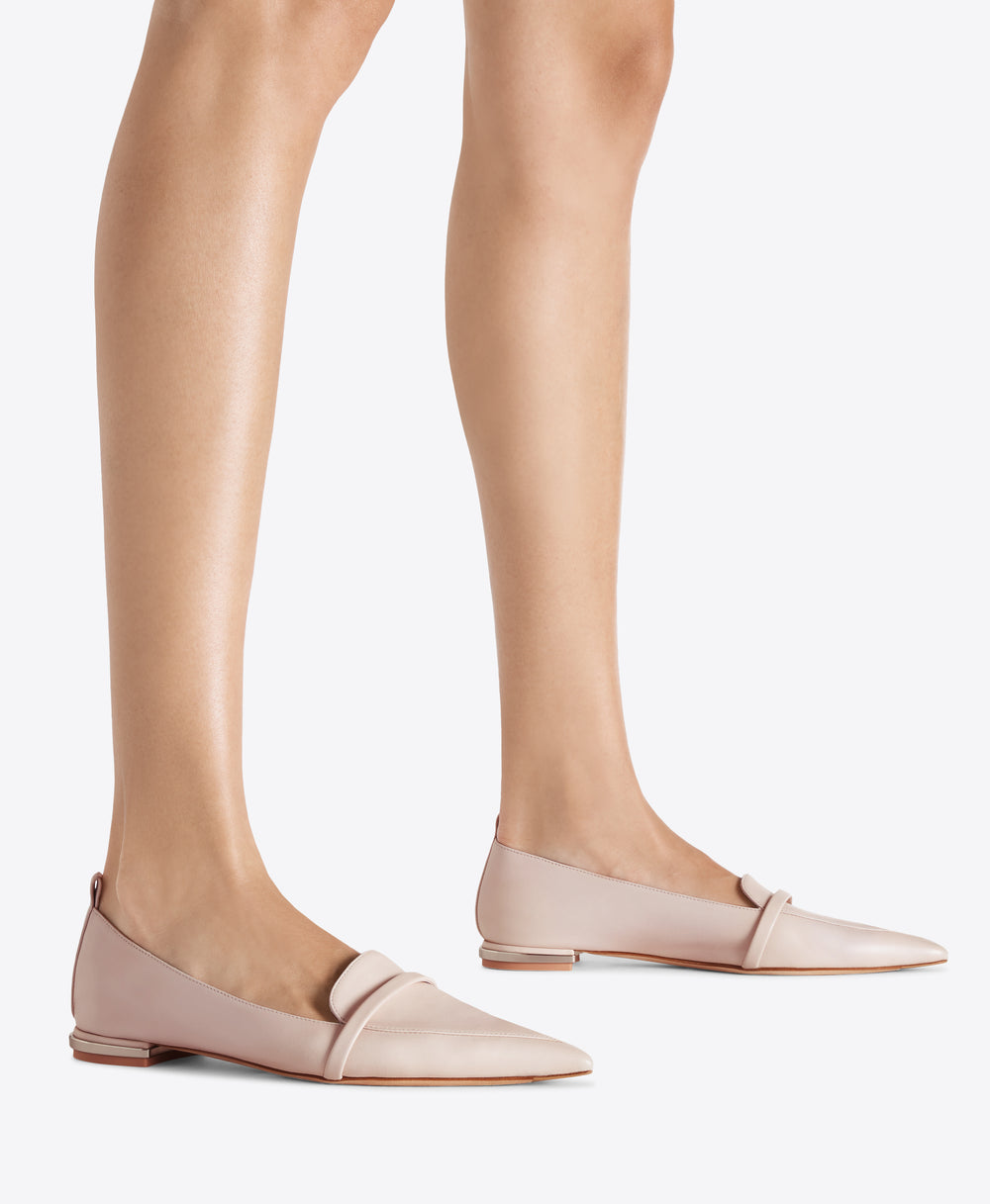 Dora Pale Pink Leather Loafers Malone Souliers