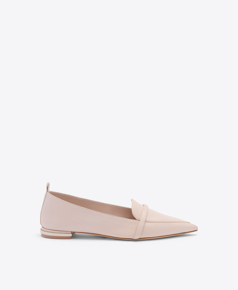 Dora Pale Pink Leather Loafers Malone Souliers
