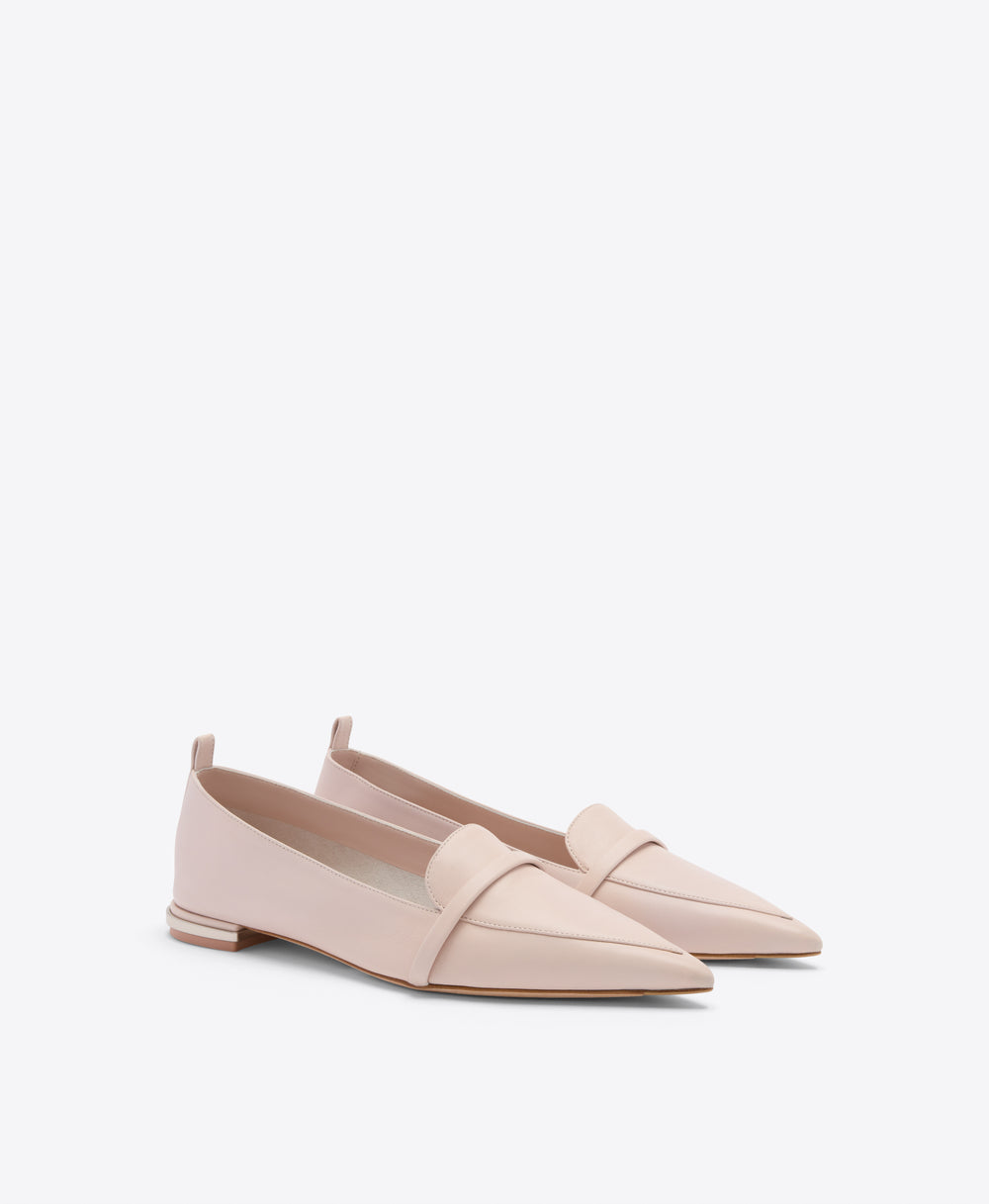 Dora Pale Pink Leather Loafers Malone Souliers