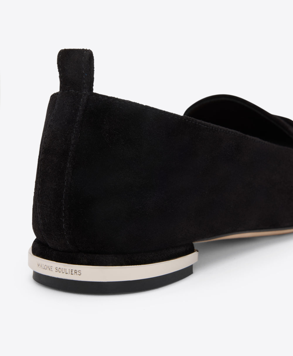 Dora Black Suede Loafers Malone Souliers