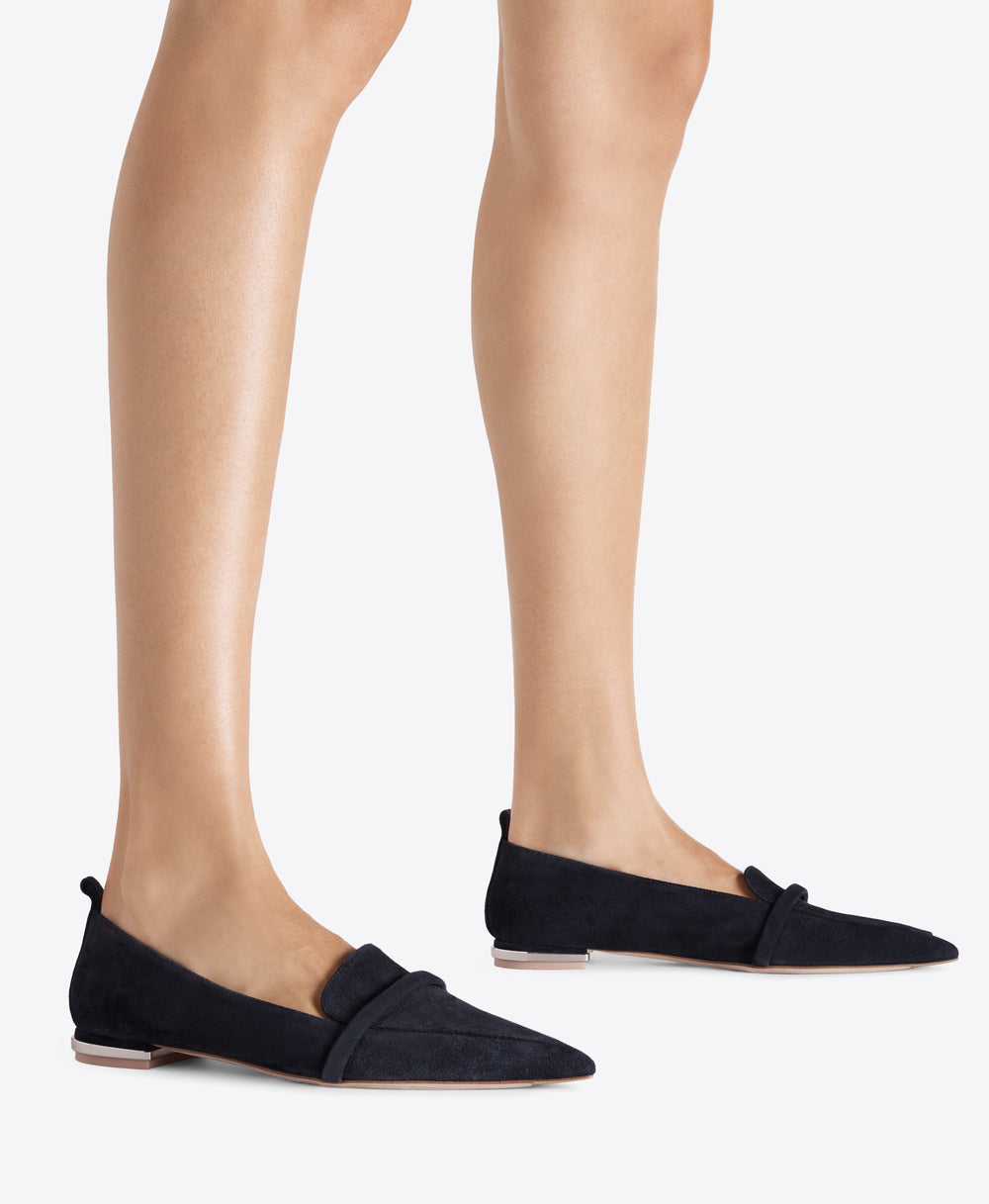 Dora Dark Blue Suede Loafers Malone Souliers