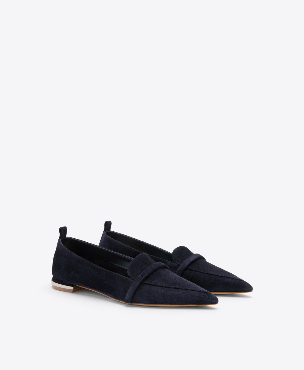 Dora Dark Blue Suede Loafers Malone Souliers