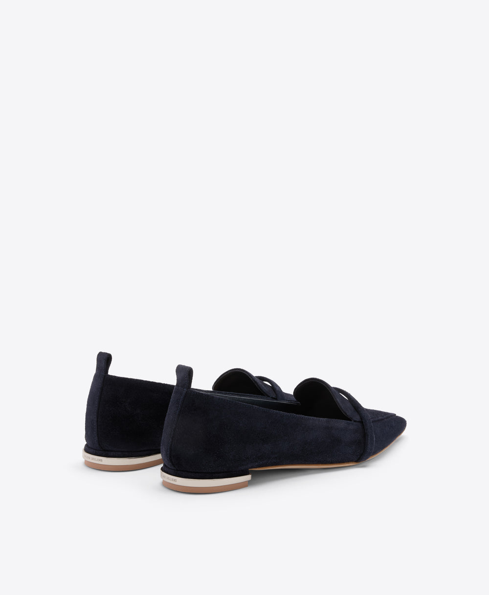 Dora Dark Blue Suede Loafers Malone Souliers