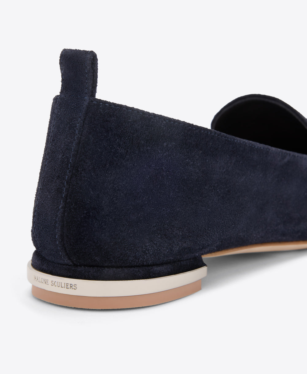 Dora Dark Blue Suede Loafers Malone Souliers