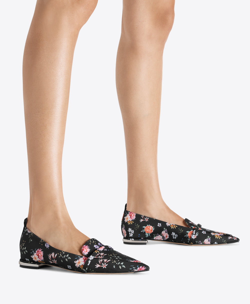 Dora Black Floral Grosgrain Loafers Malone Souliers