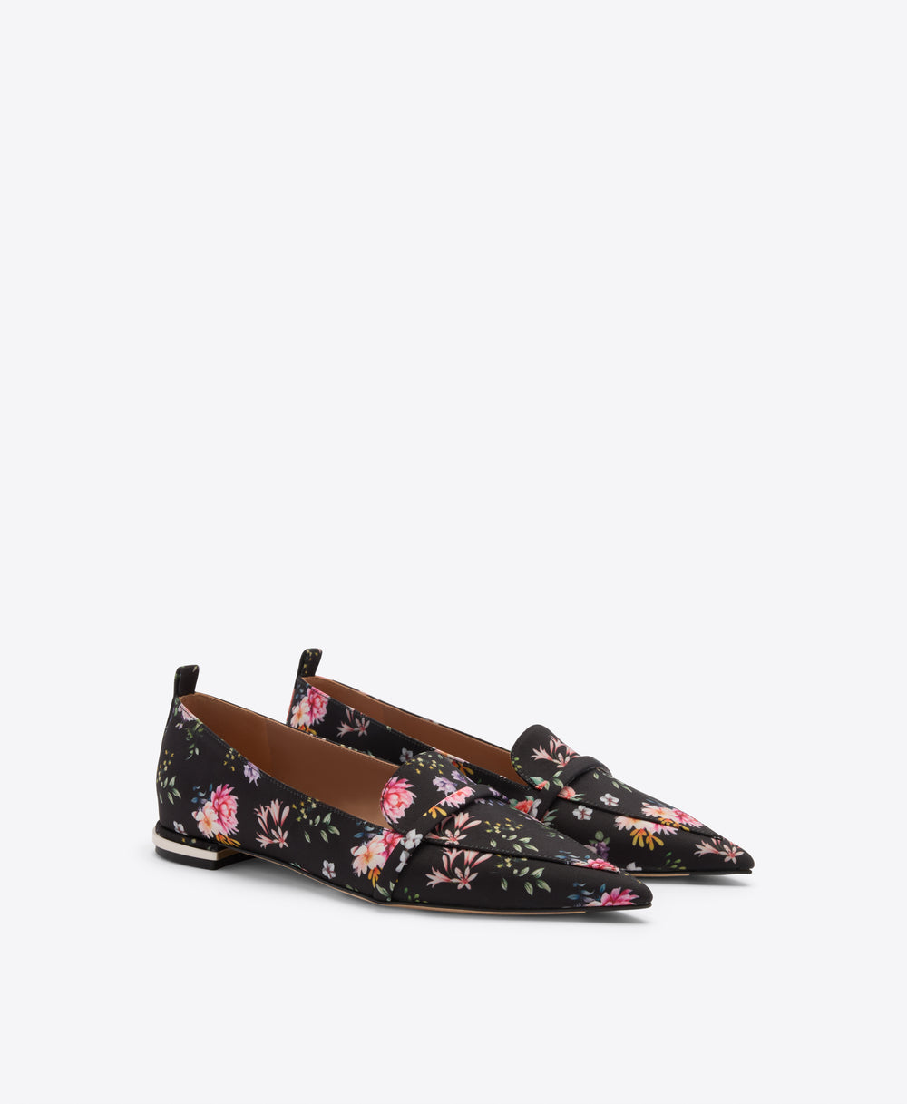 Dora Black Floral Grosgrain Loafers Malone Souliers