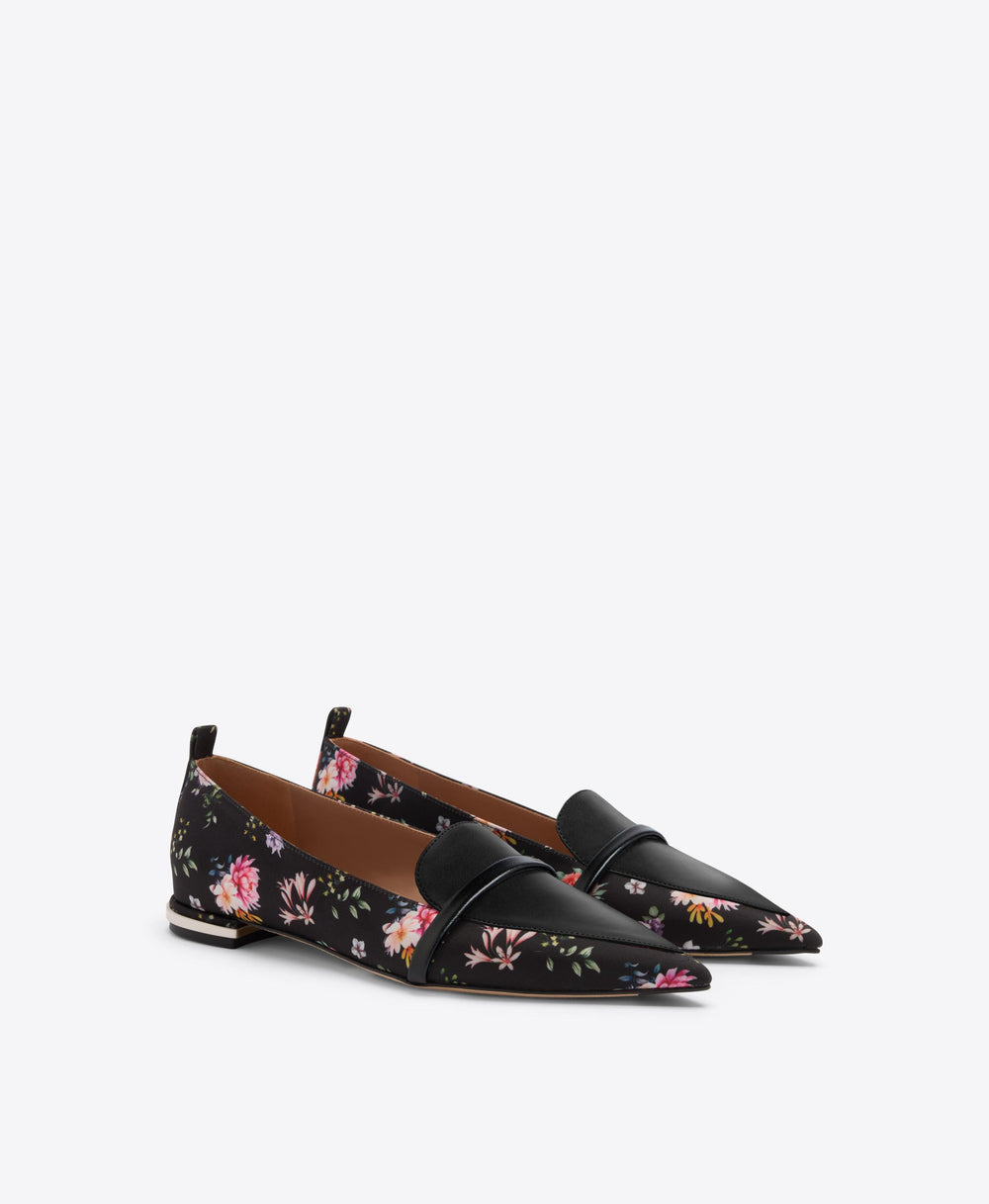 Dora Black Floral Grosgrain Loafers Malone Souliers