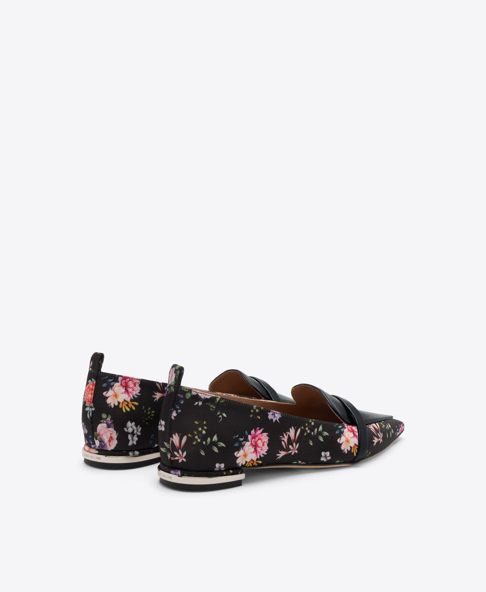 Dora Black Floral Grosgrain Loafers Malone Souliers