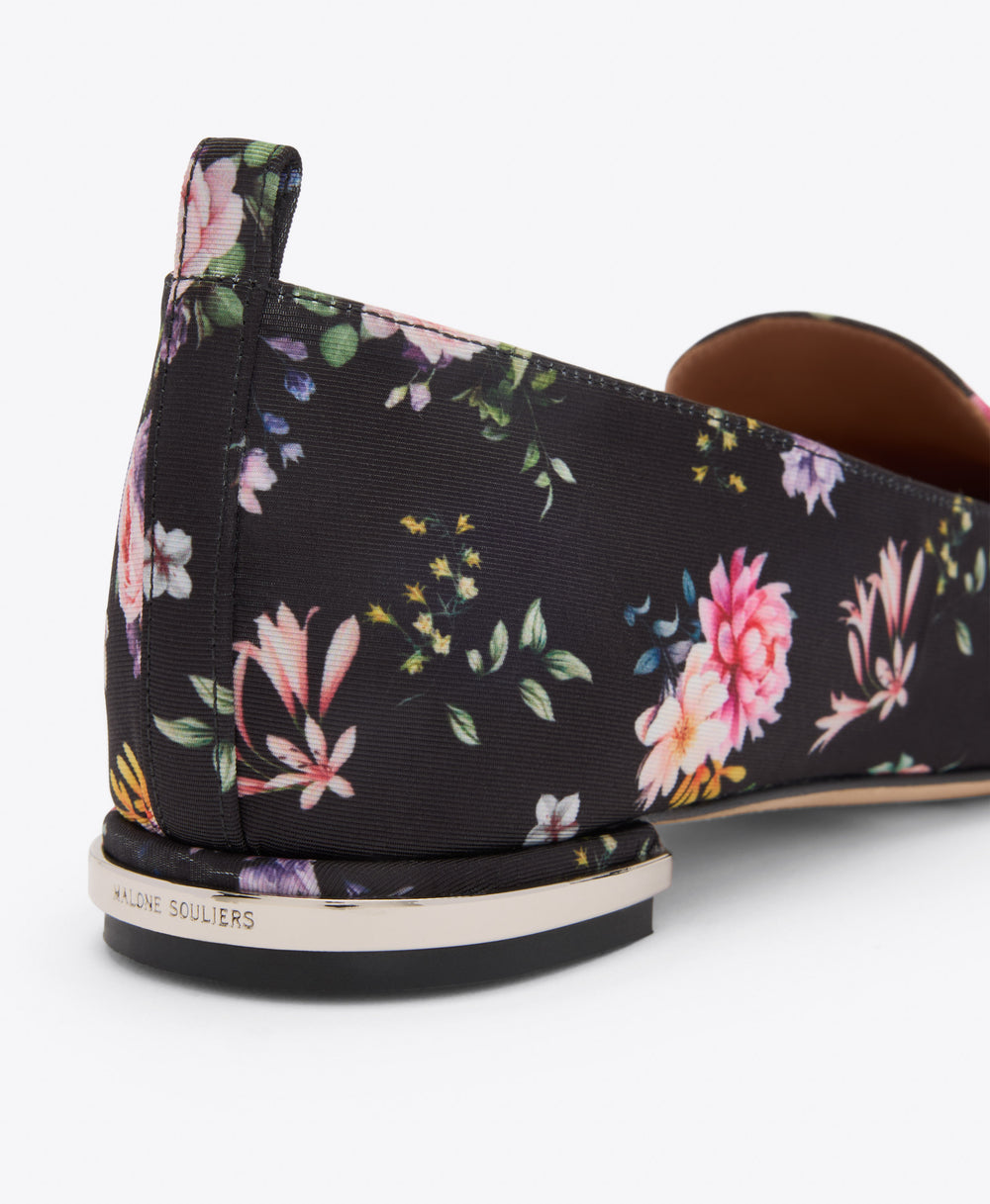 Dora Black Floral Grosgrain Loafers Malone Souliers