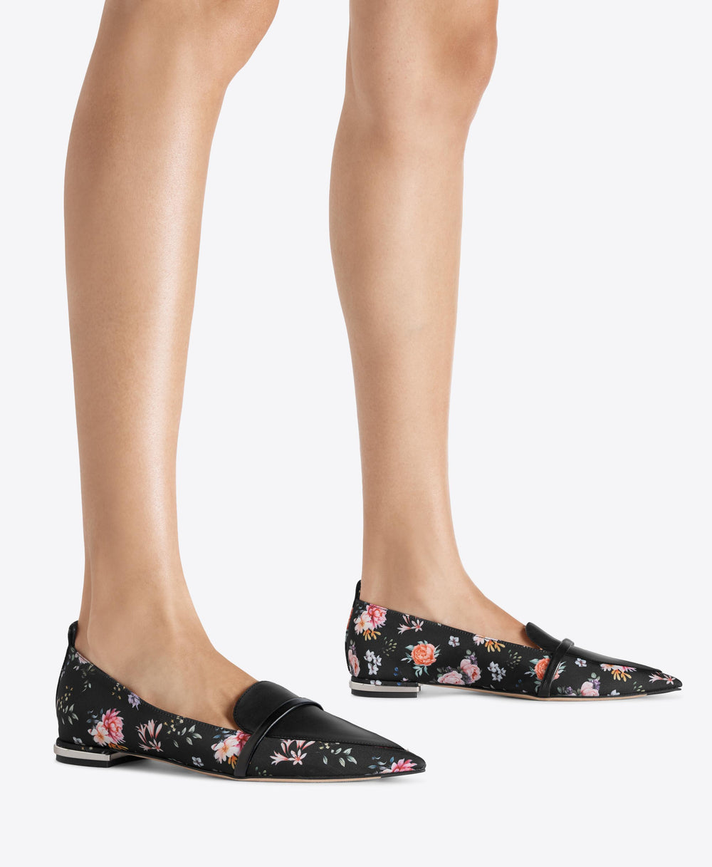 Dora Black Floral Grosgrain Loafers Malone Souliers