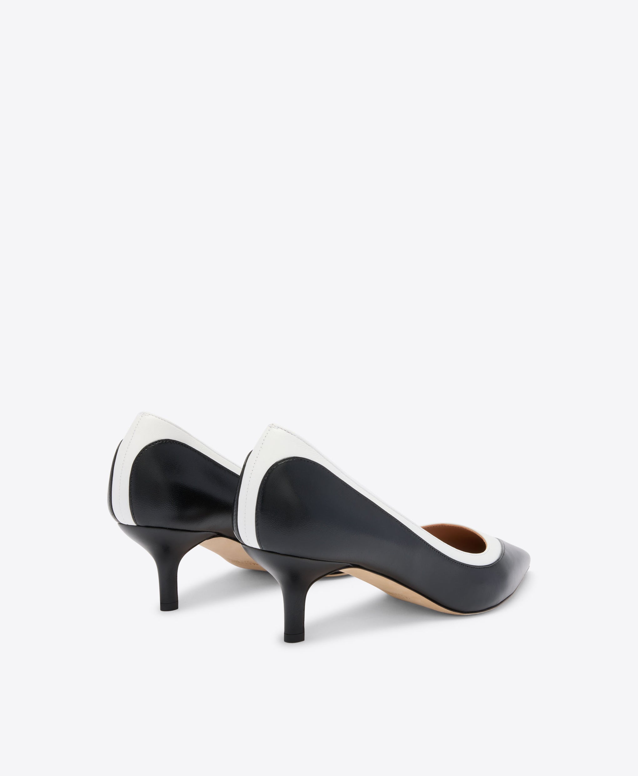 Emmanuelle 45 Black & White Leather Heeled Pumps Malone Souliers