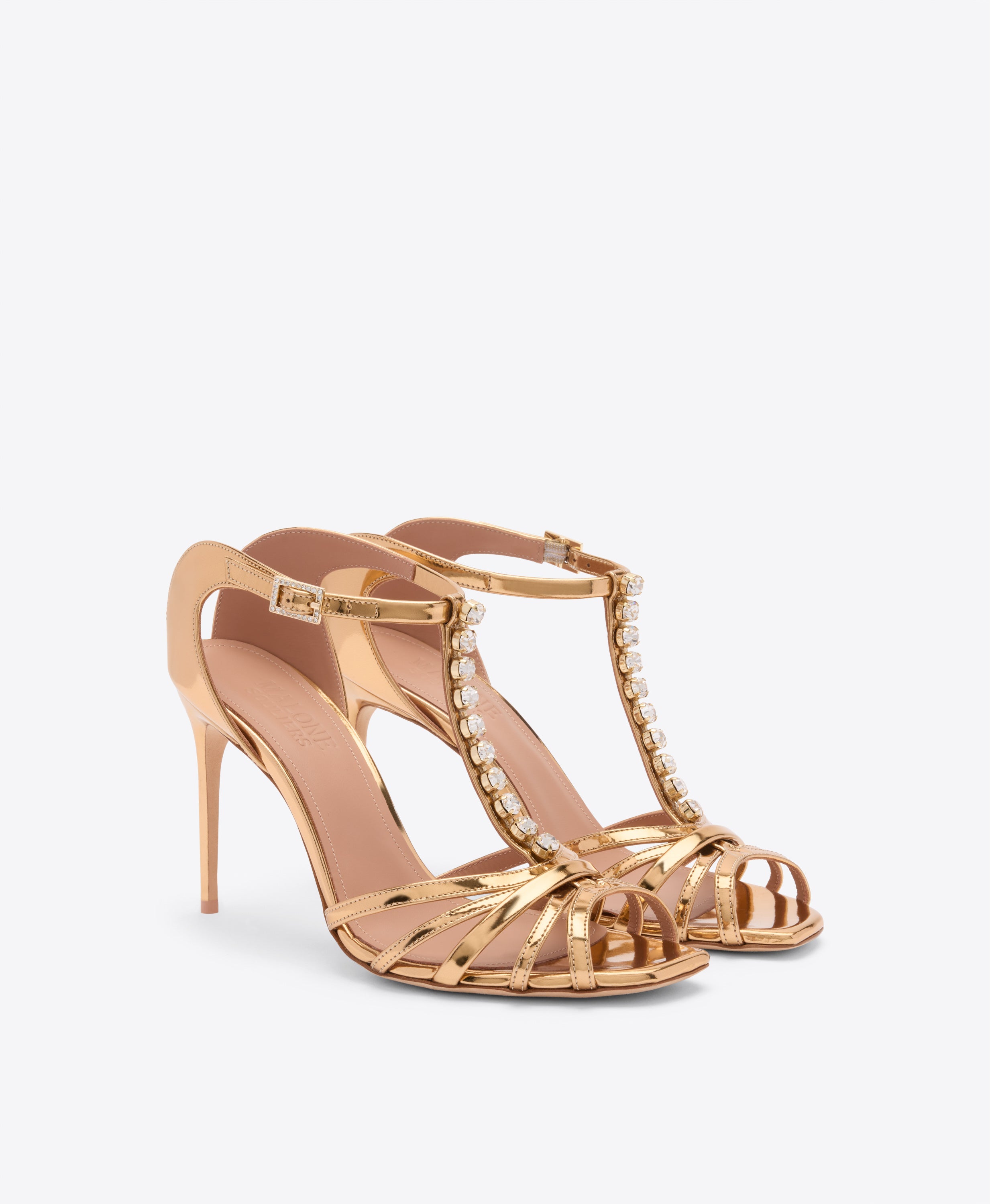 VIP【関税送料無料】希少 MALONE SOULIERS GOLD SANDALS Erika 90 Gold Leather Heeled Sandals | Malone Souliers