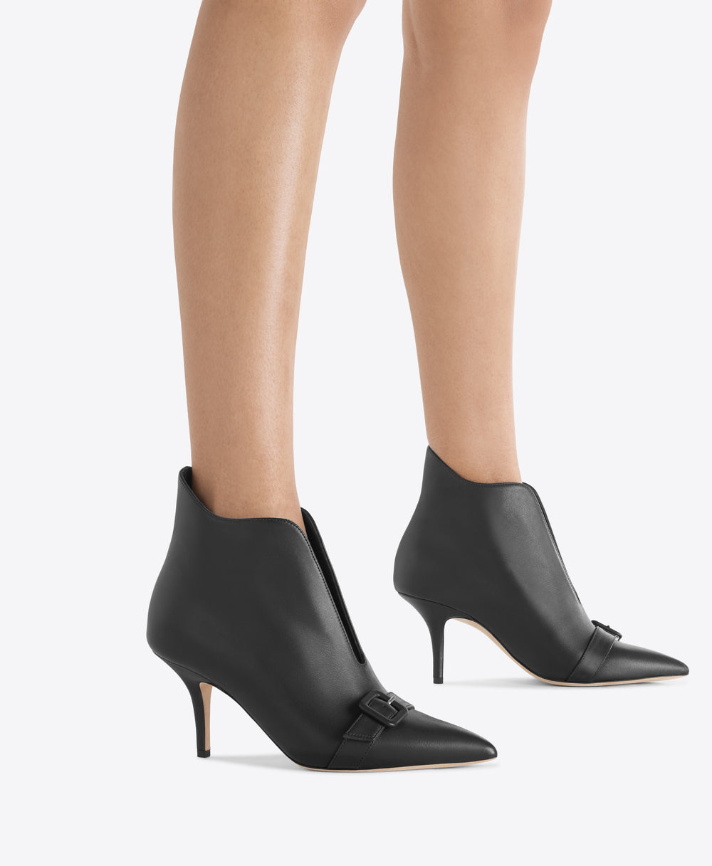 Esther 70 Black Leather Heeled Ankle Boots Malone Souliers