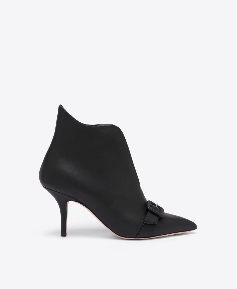 Esther 70 Black Leather Heeled Ankle Boots Malone Souliers