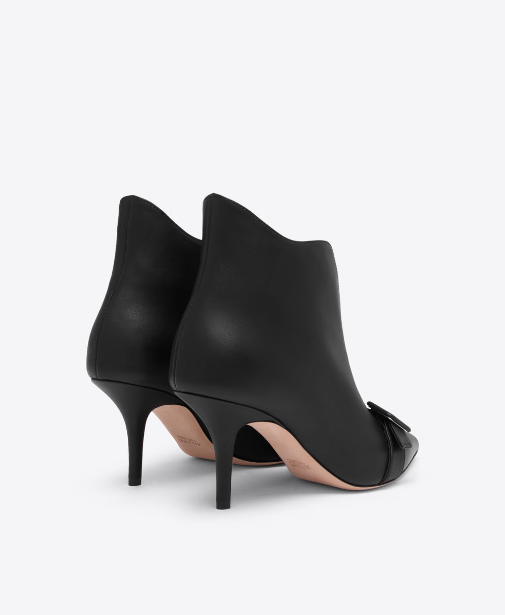 Esther 70 Black Leather Heeled Ankle Boots Malone Souliers