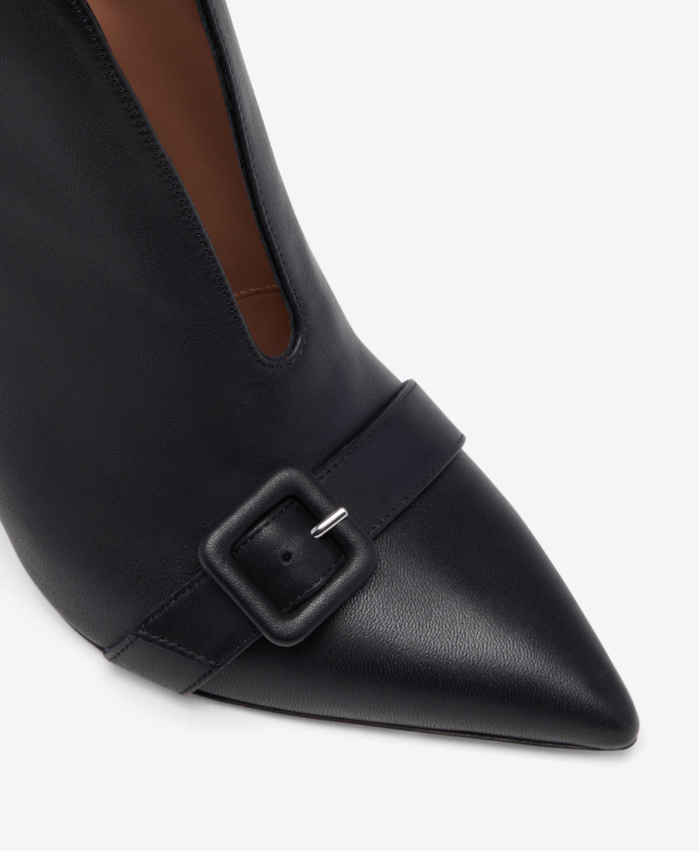 Esther 70 Black Leather Heeled Ankle Boots Malone Souliers