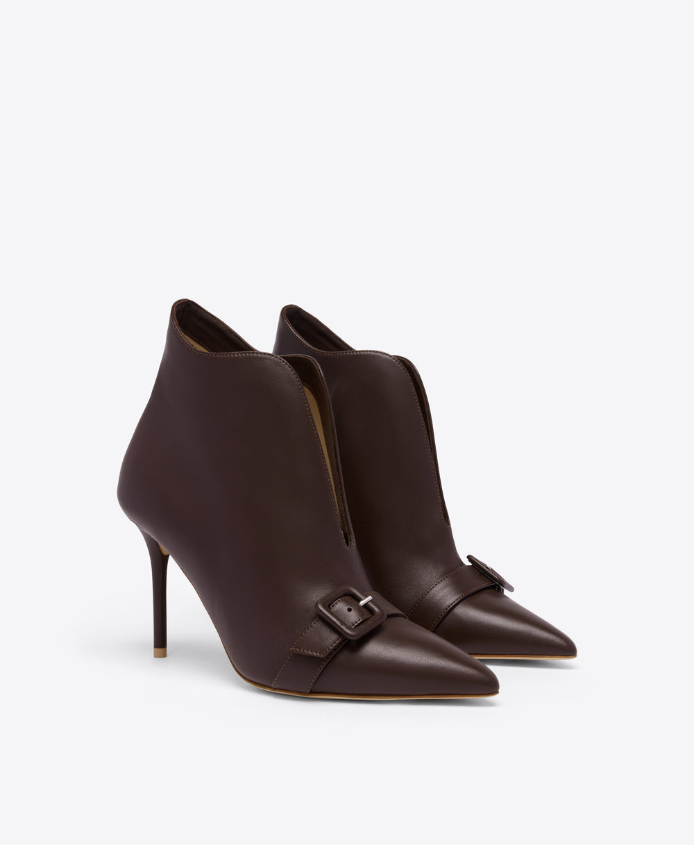 Esther 85 Dark Brown Leather Heeled Ankle Boots Malone Souliers