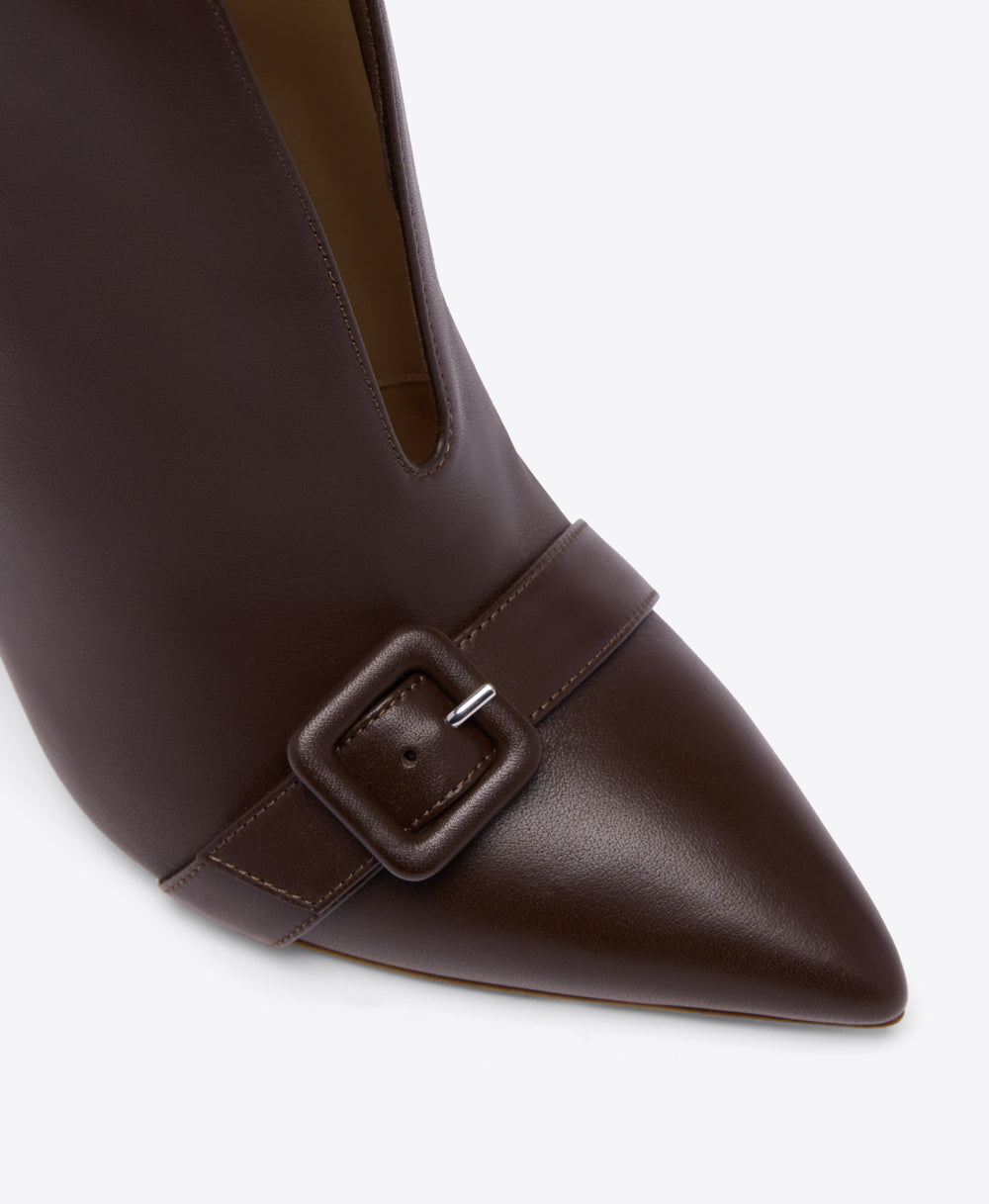 Esther 85 Dark Brown Leather Heeled Ankle Boots Malone Souliers