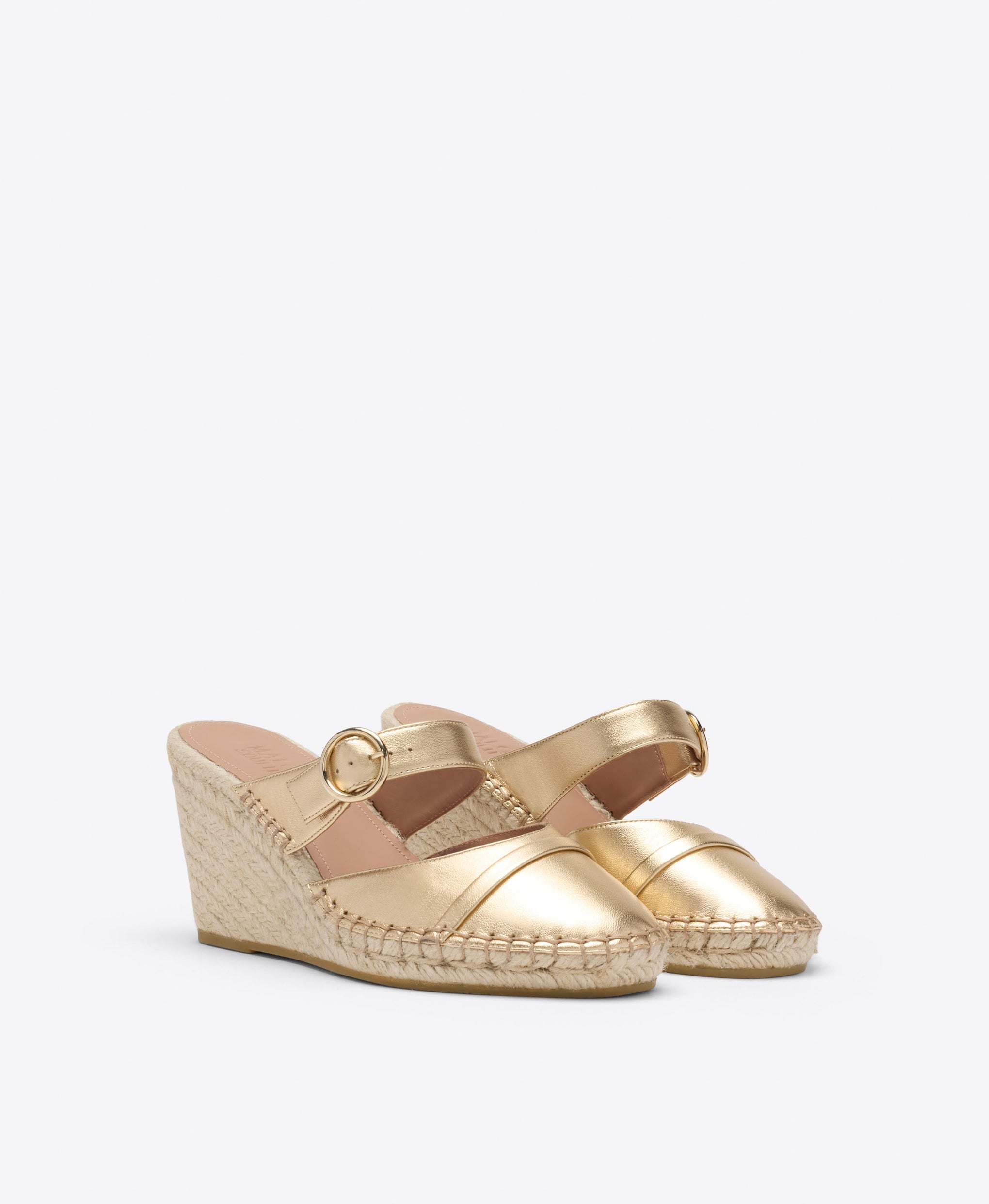 Farah 70 Gold Metallic Leather Wedge Mules Malone Souliers