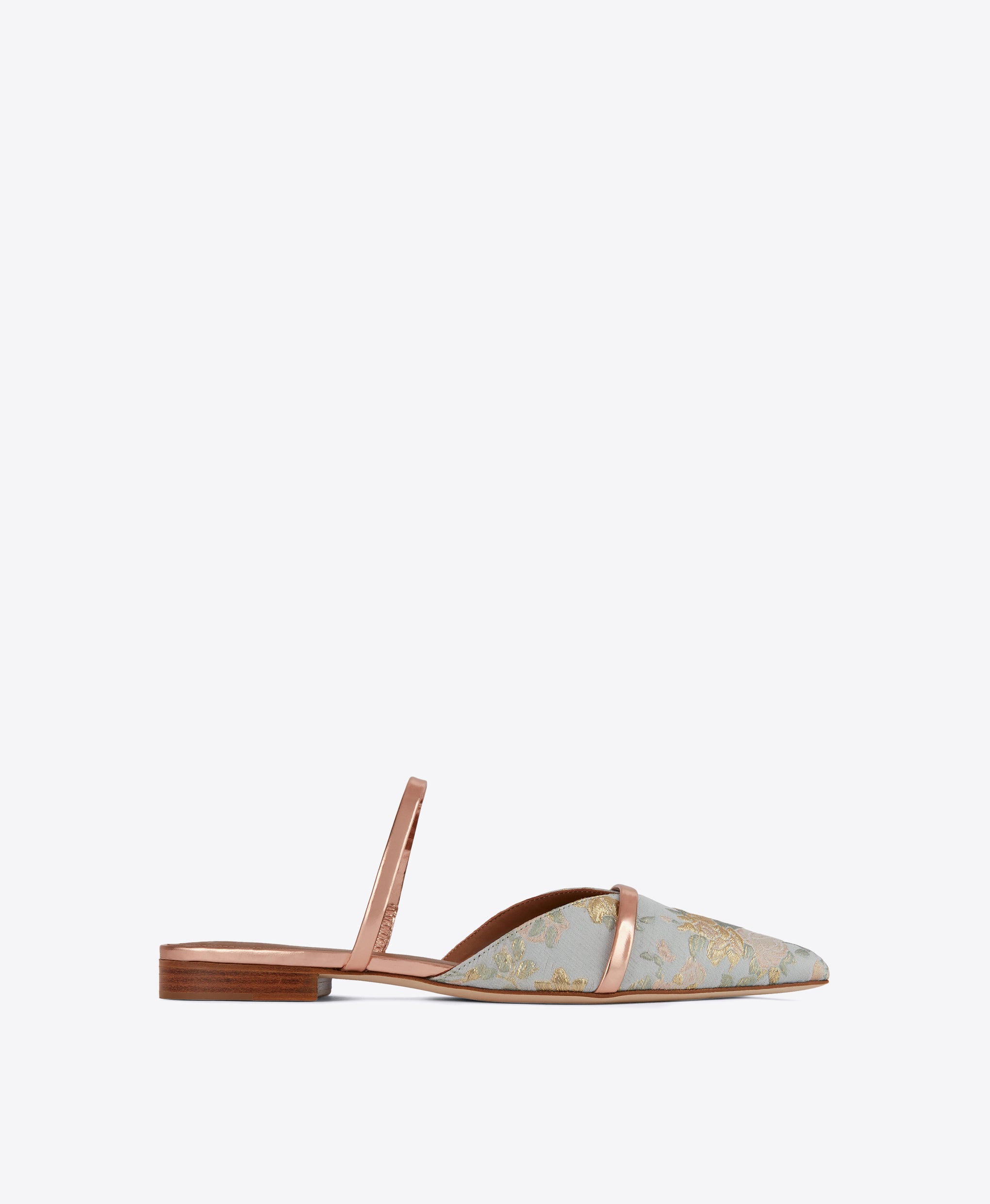 Women's Blue Jacquard Backless Flat Malone Souliers