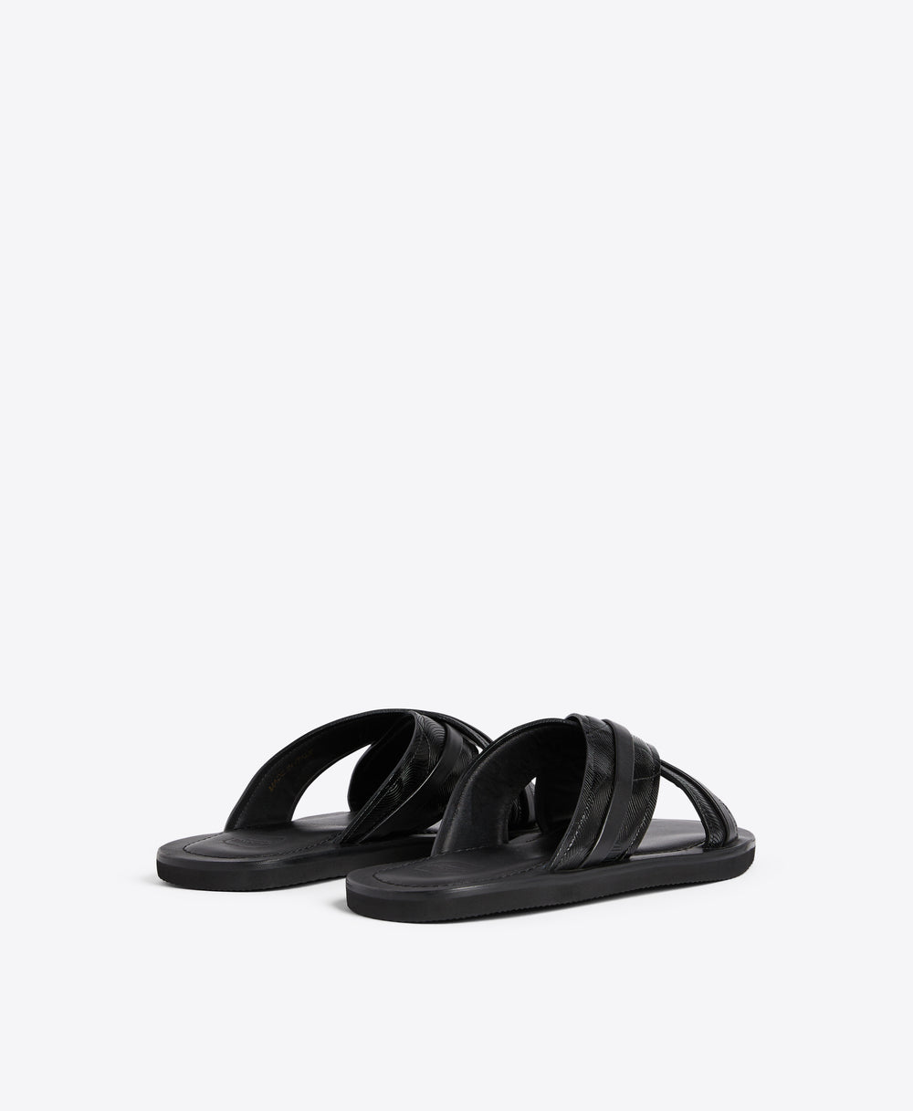Men's Gabriel Black Embossed Leather Sandals Malone Souliers