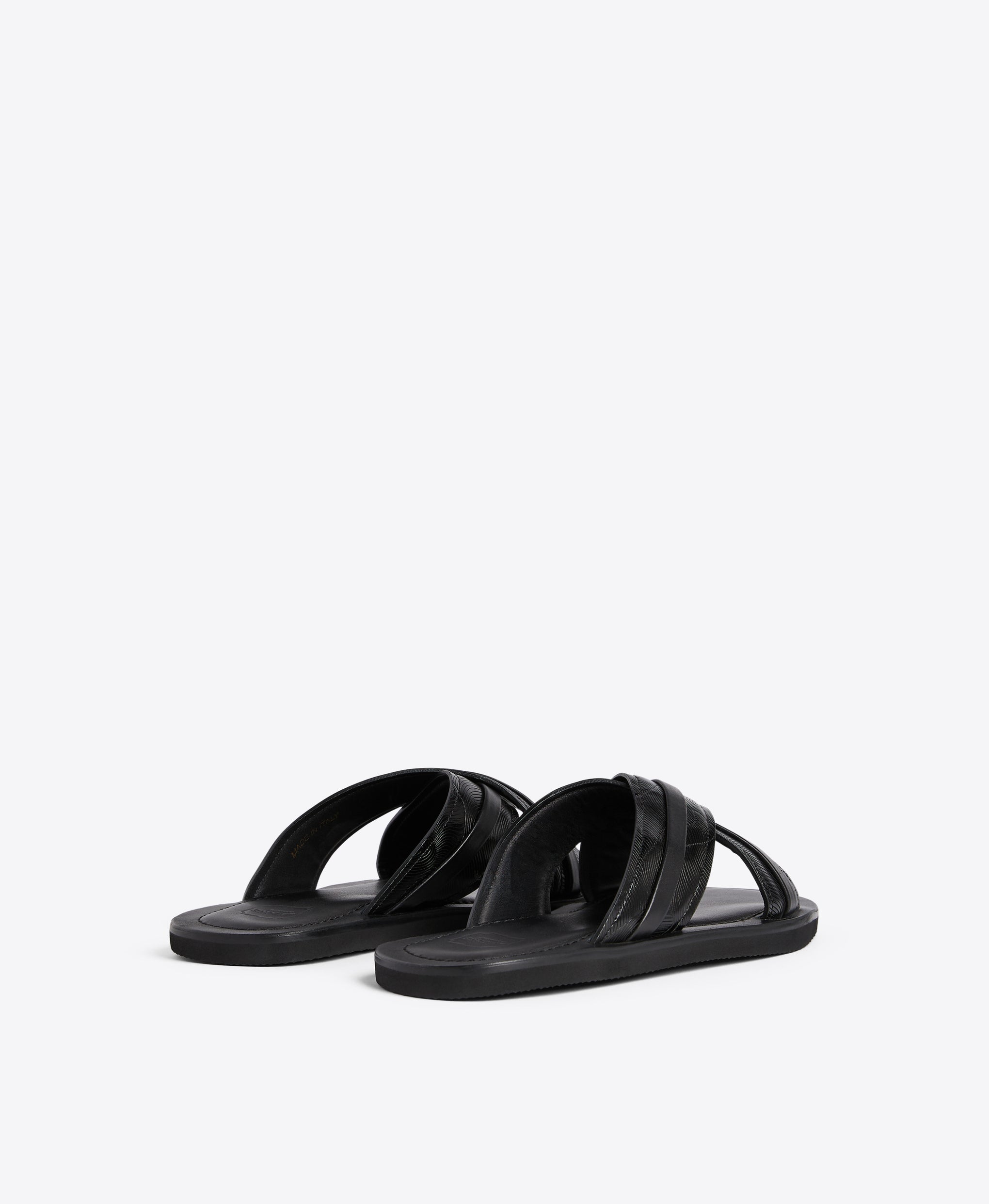 Men's Gabriel Black Embossed Leather Sandals Malone Souliers