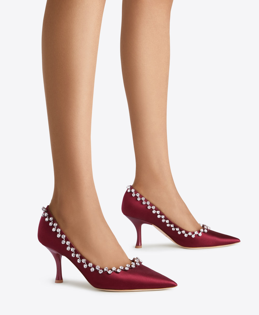 Gael 70 Burgundy Satin Pumps| Malone Souliers