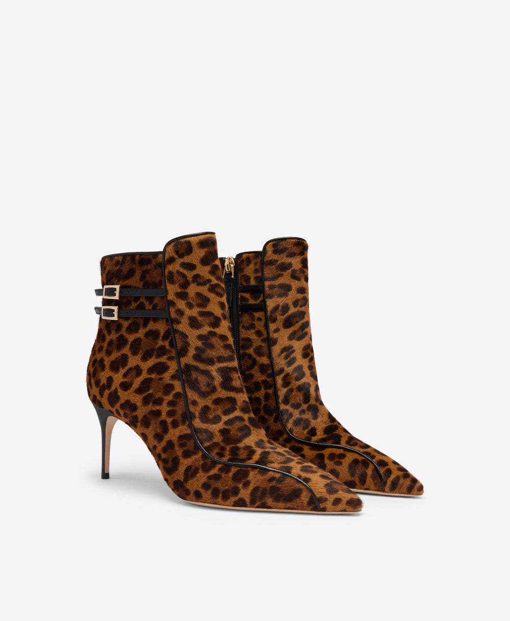 Giordana 70 Leopard Hair Ankle Boots Malone Souliers