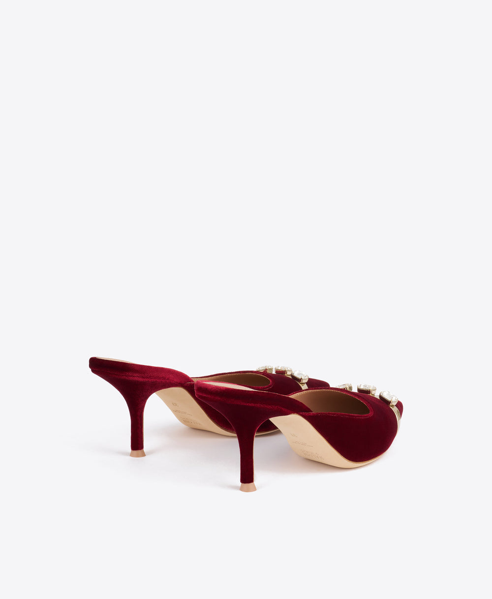 Halo 70 Burgundy Velvet Mules