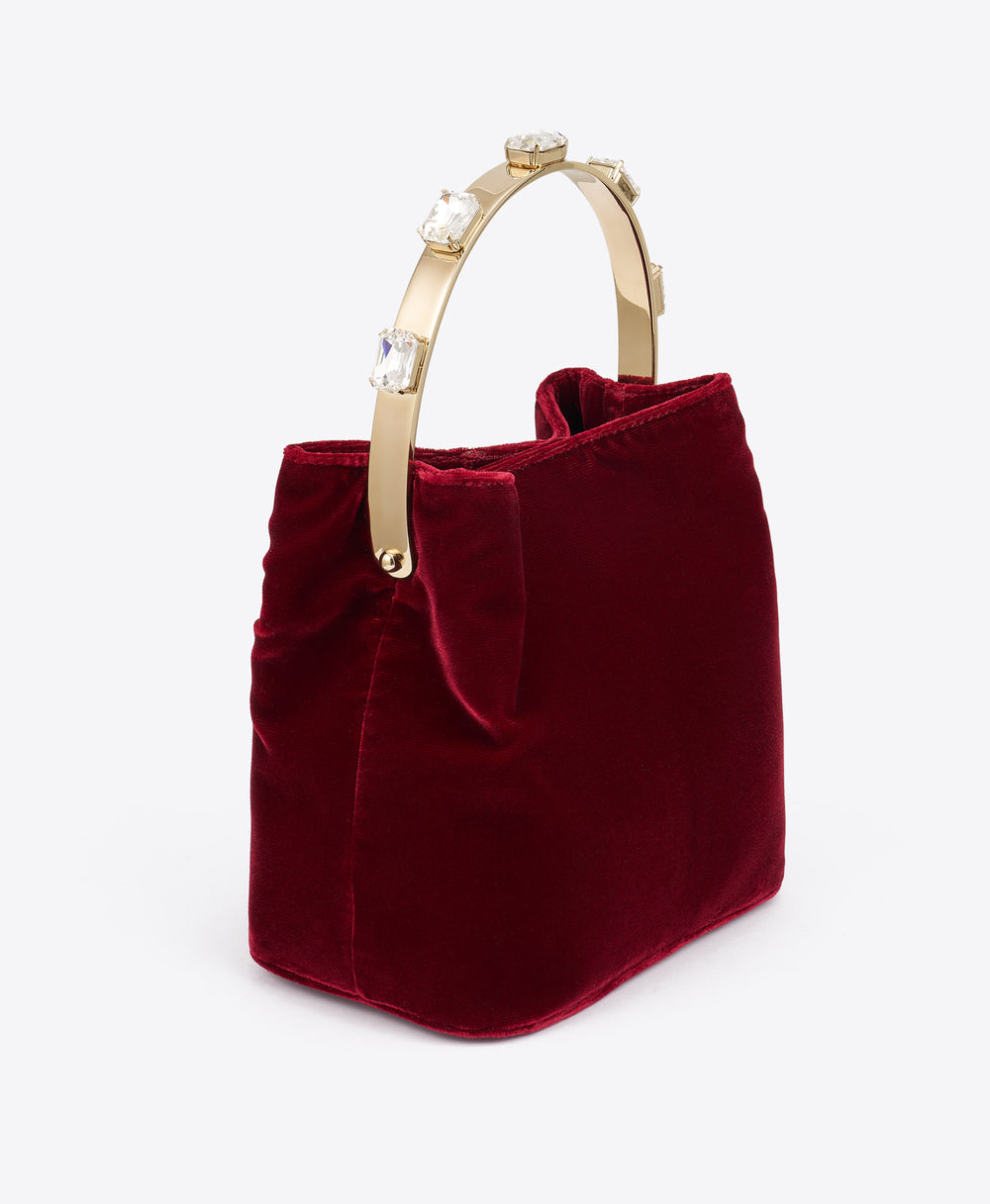 Halo Burgundy Satin Velvet Bag