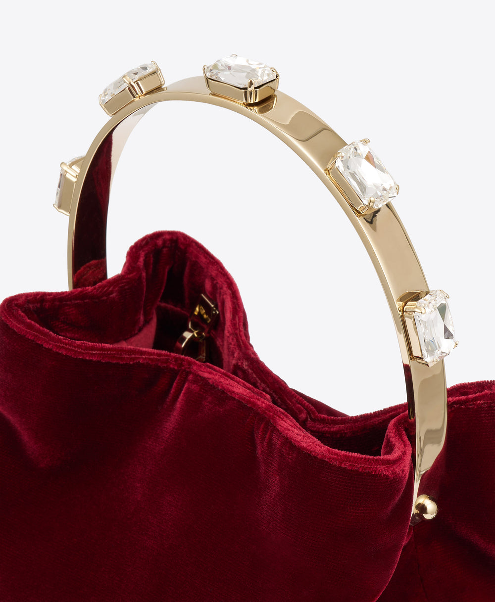 Halo Burgundy Satin Velvet Bag