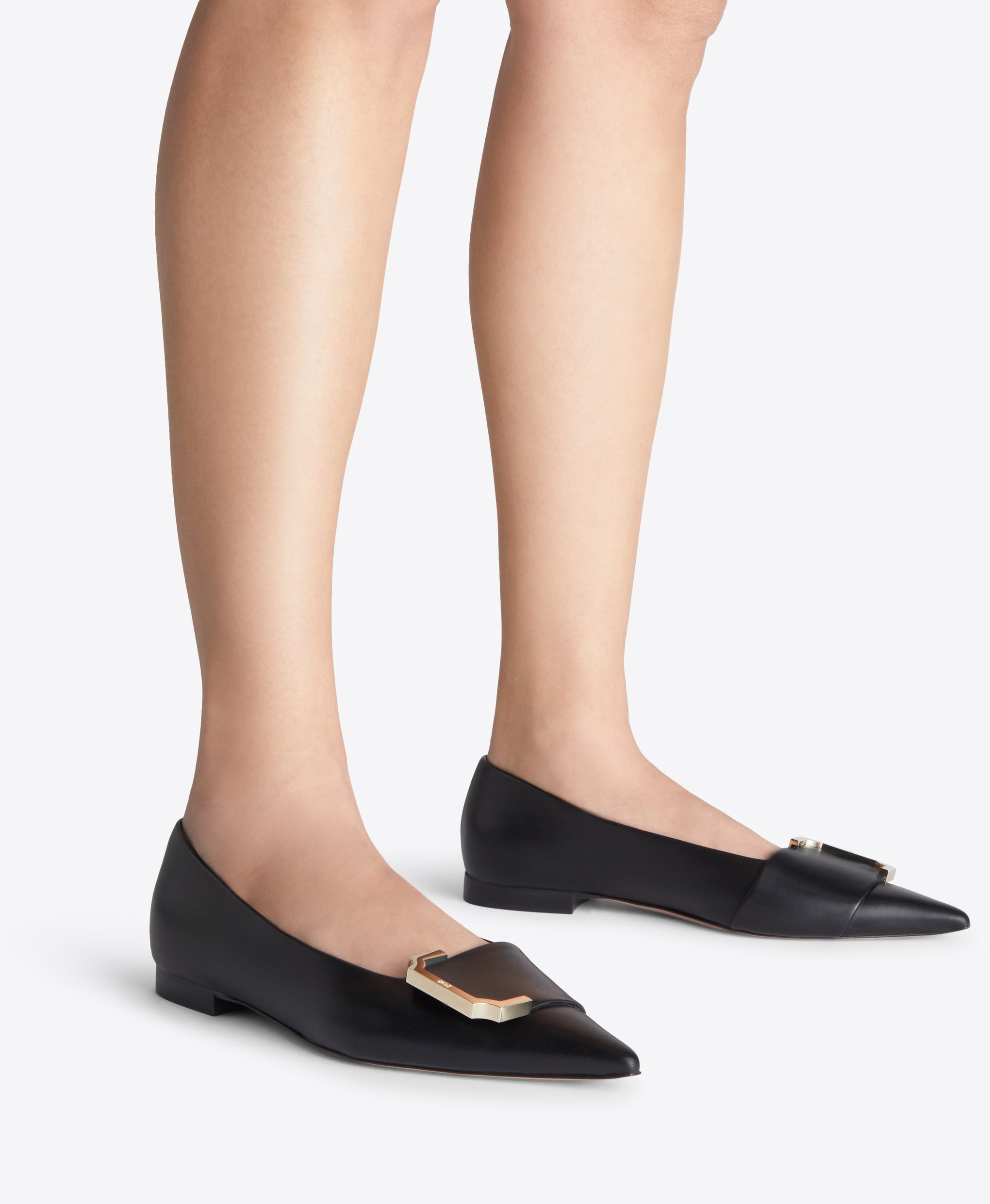 Hayes Flat Black Leather Flats Malone Souliers