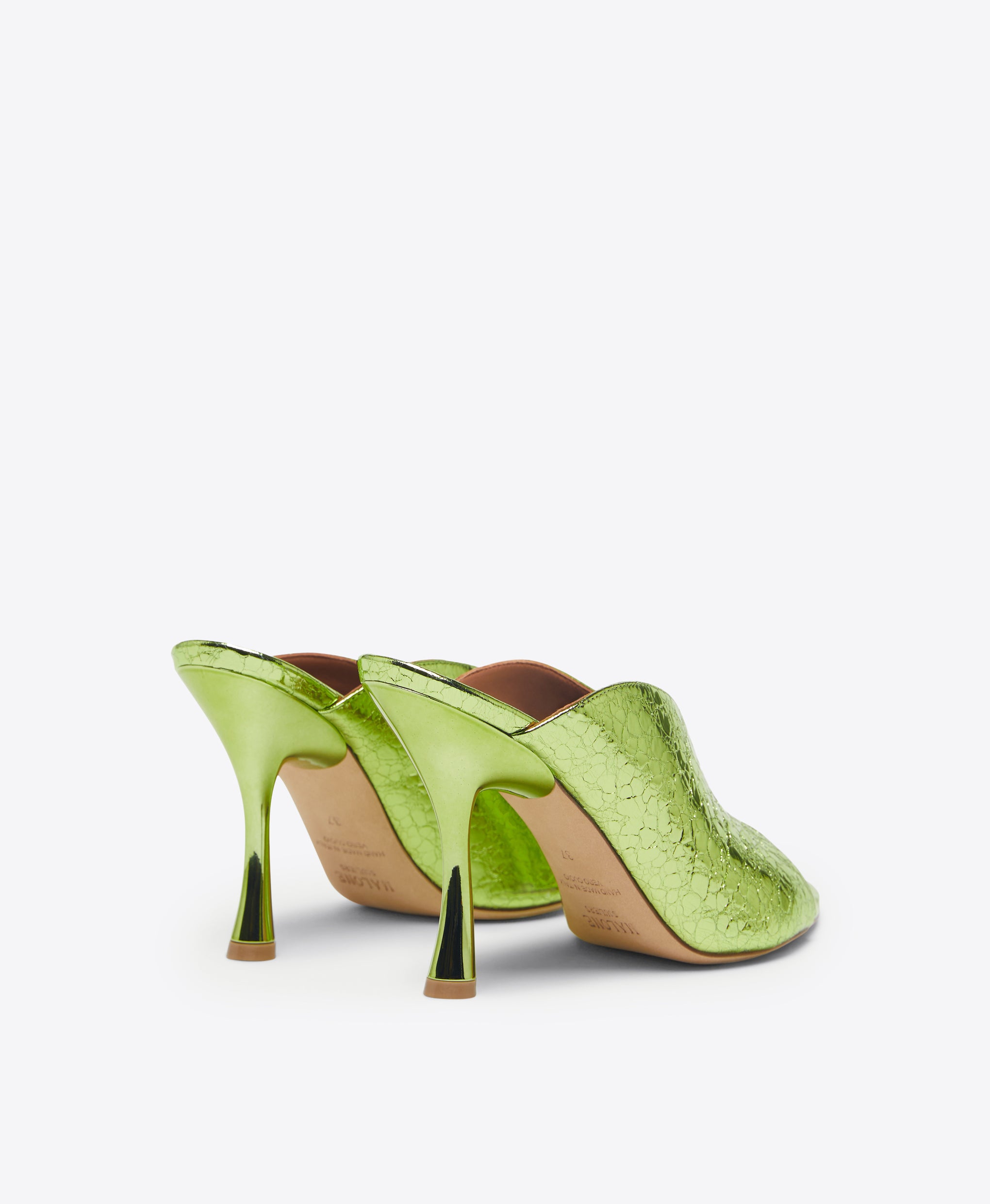 Malone Souliers Henri 90mm Green Mirror Leather Heeled Sandals 