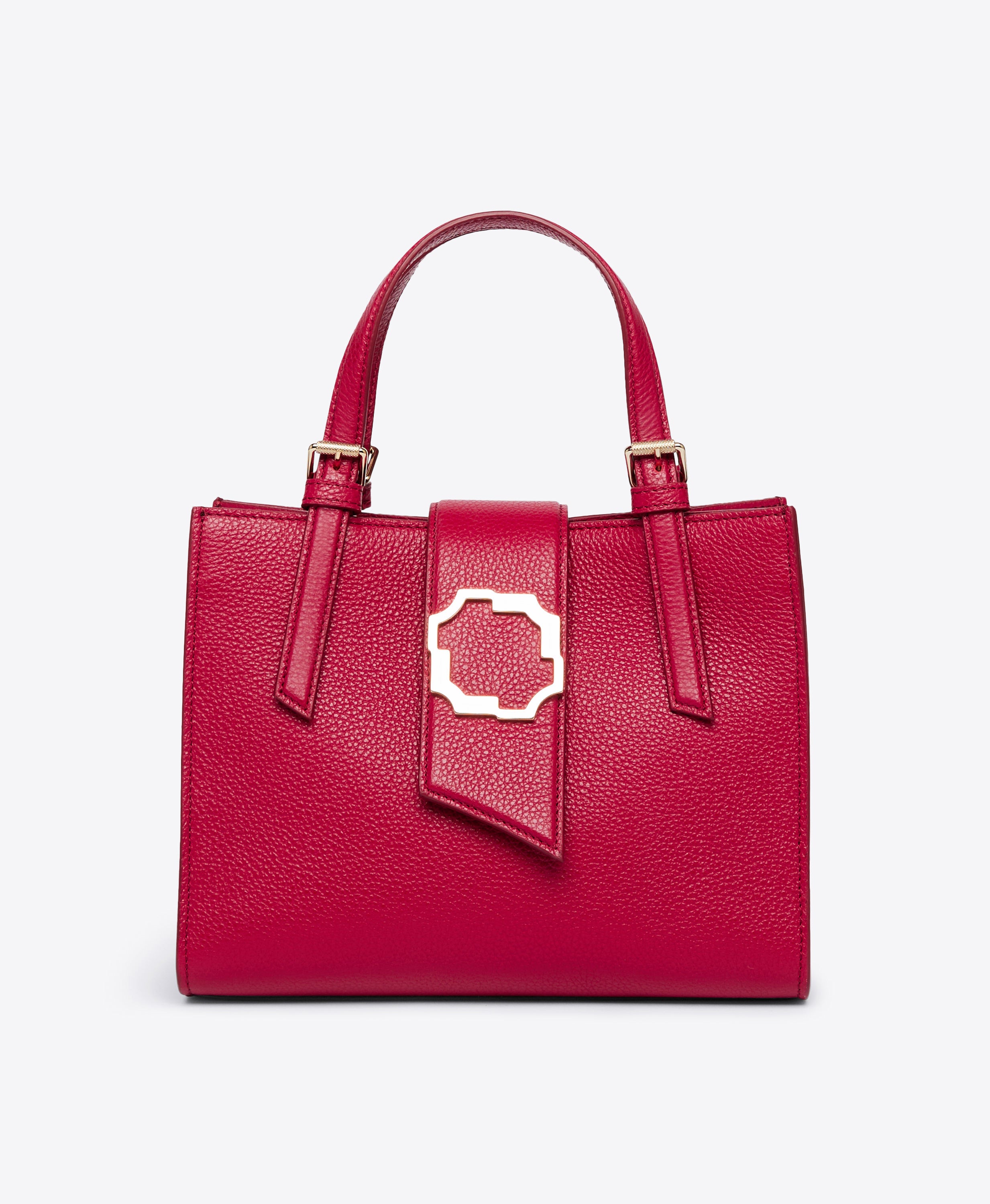 Hollie Grained Calf Small Tote Crest Buckle