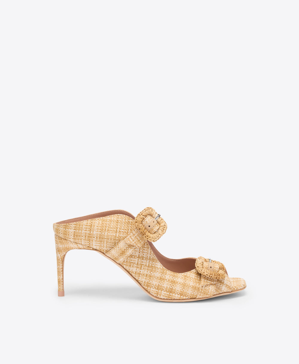 Isobel 70 Beige Raffia Heeled Sandals Malone Souliers