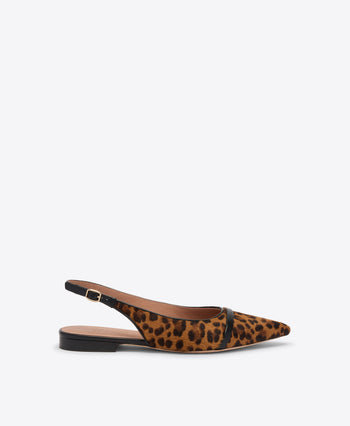 Jama Leopard Calf Hair Flat Slingbacks