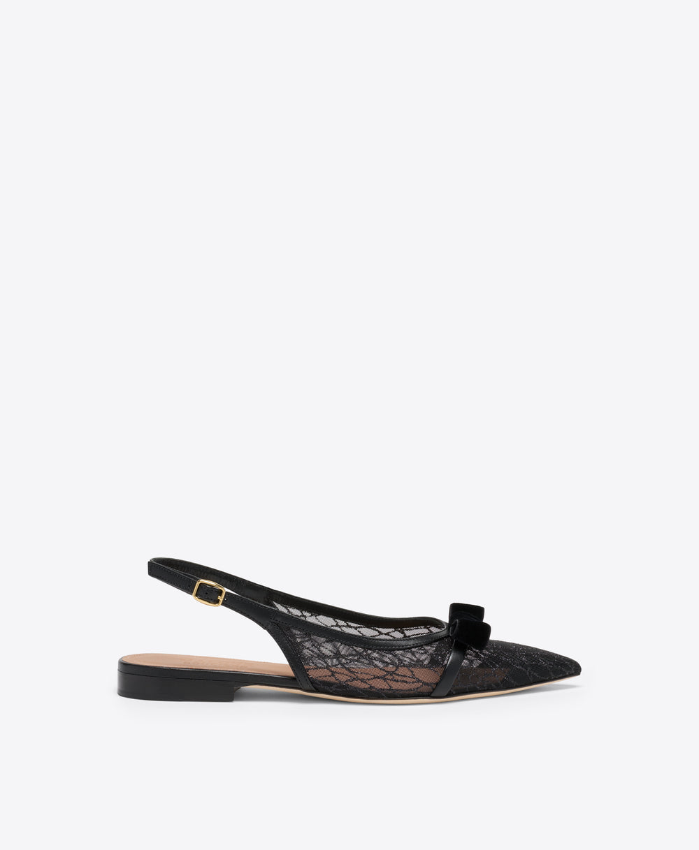 Jama Black Glitter Flat Slingbacks Malone Souliers