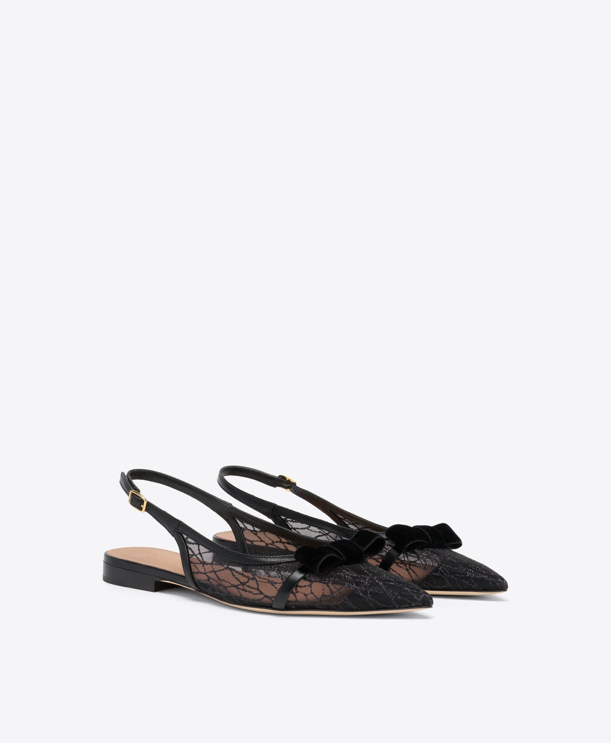 Jama Black Glitter Flat Slingbacks Malone Souliers