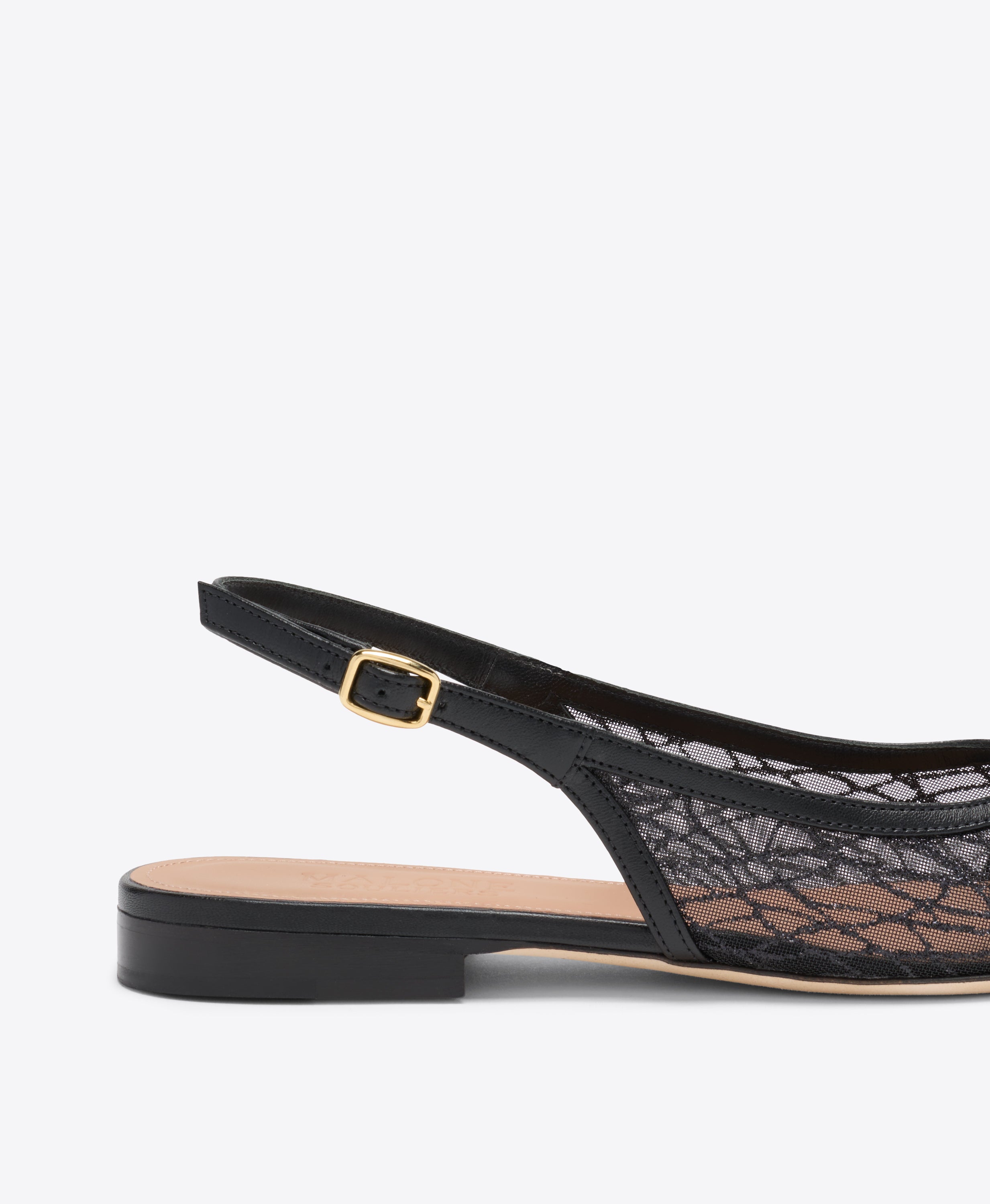 Jama Black Glitter Flat Slingbacks | Malone Souliers
