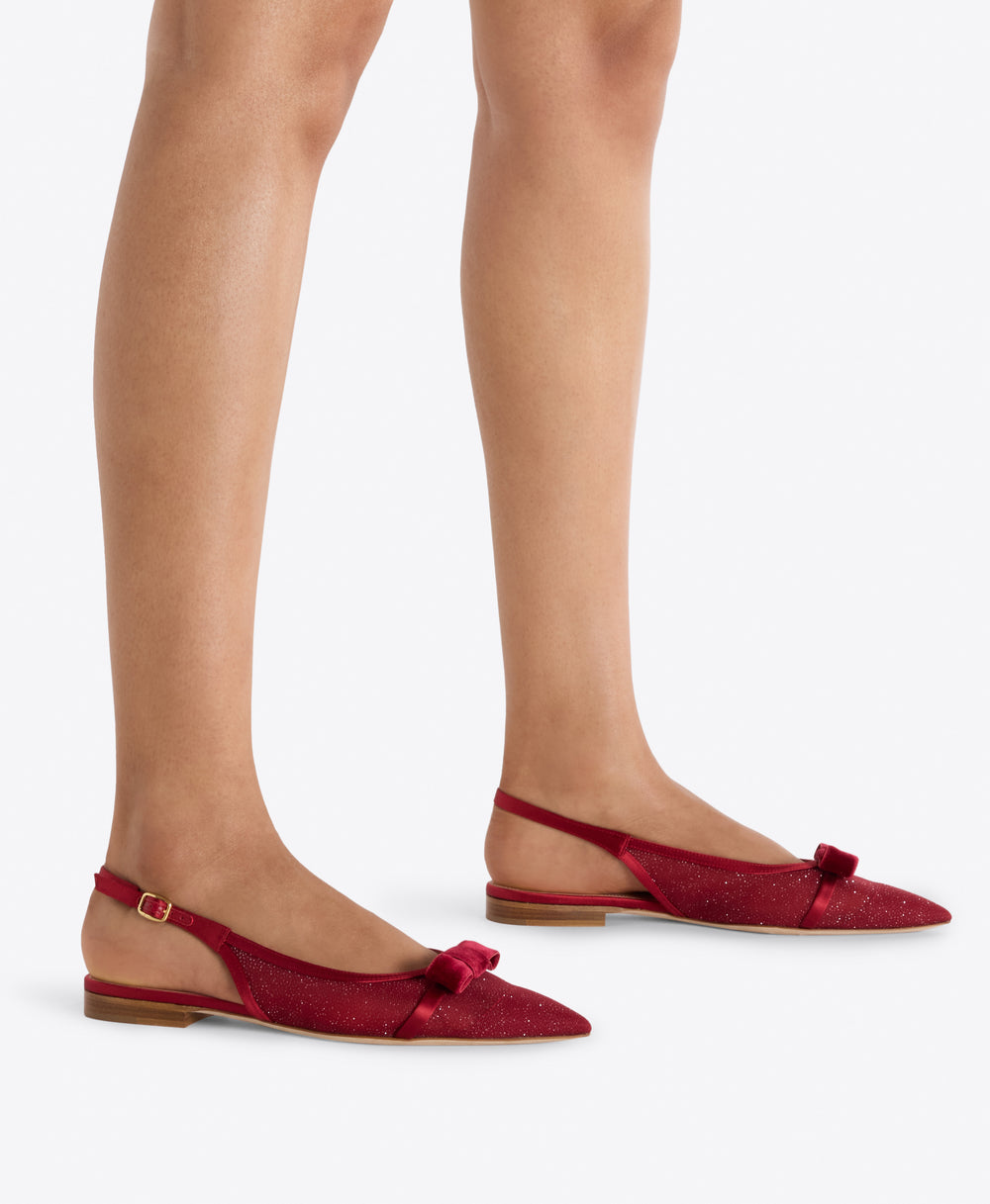 Jama Red Glitter Flat Slingbacks Malone Souliers