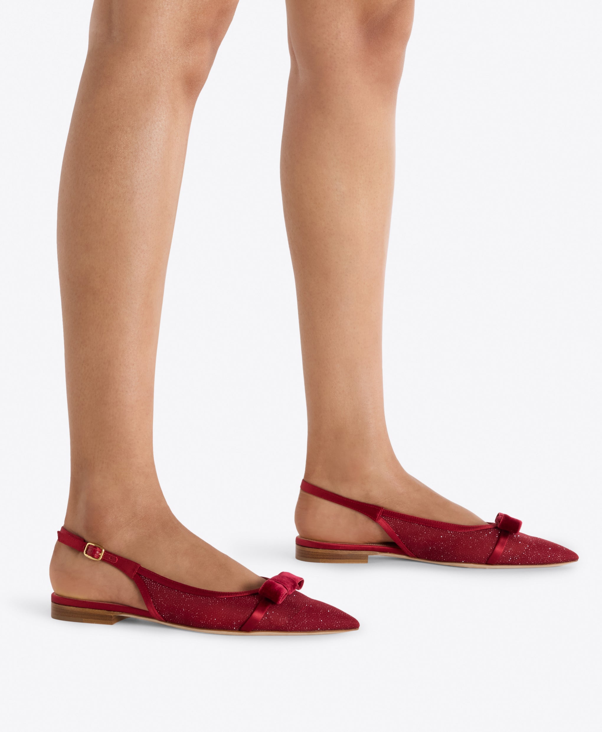 Jama Red Glitter Flat Slingbacks Malone Souliers