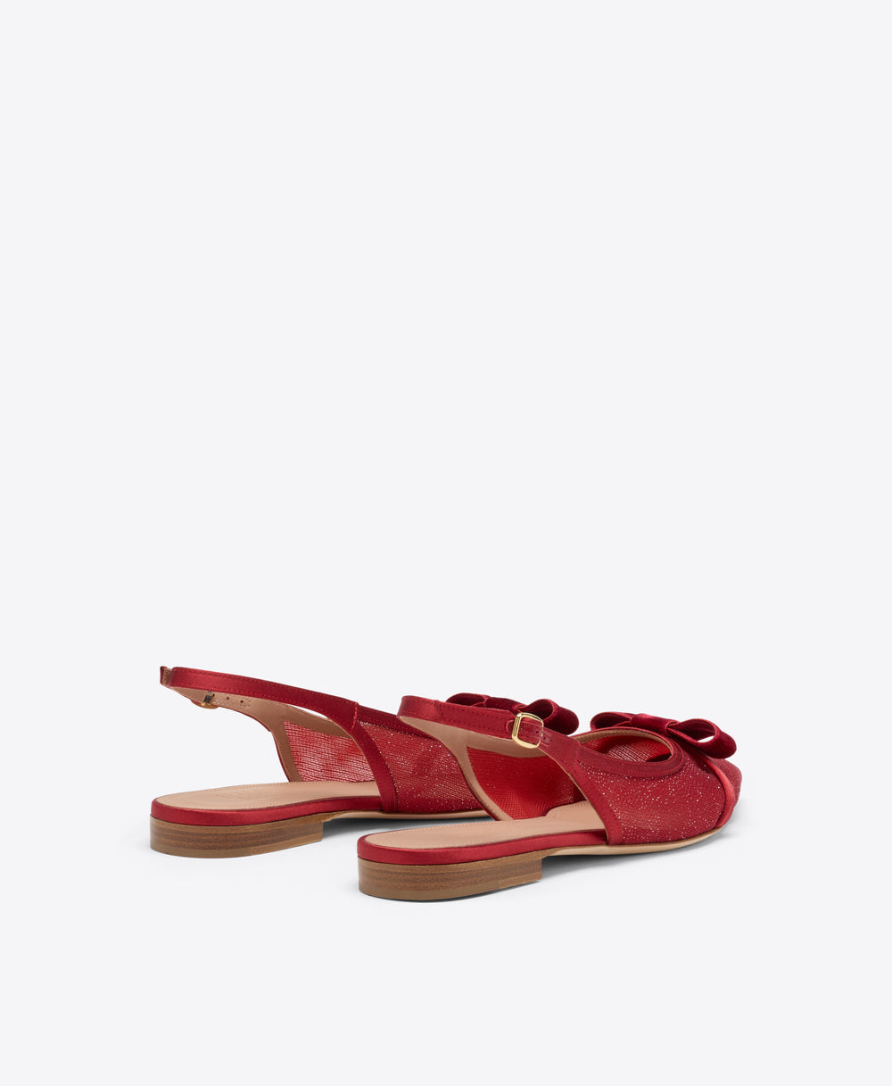 Jama Red Glitter Flat Slingbacks Malone Souliers