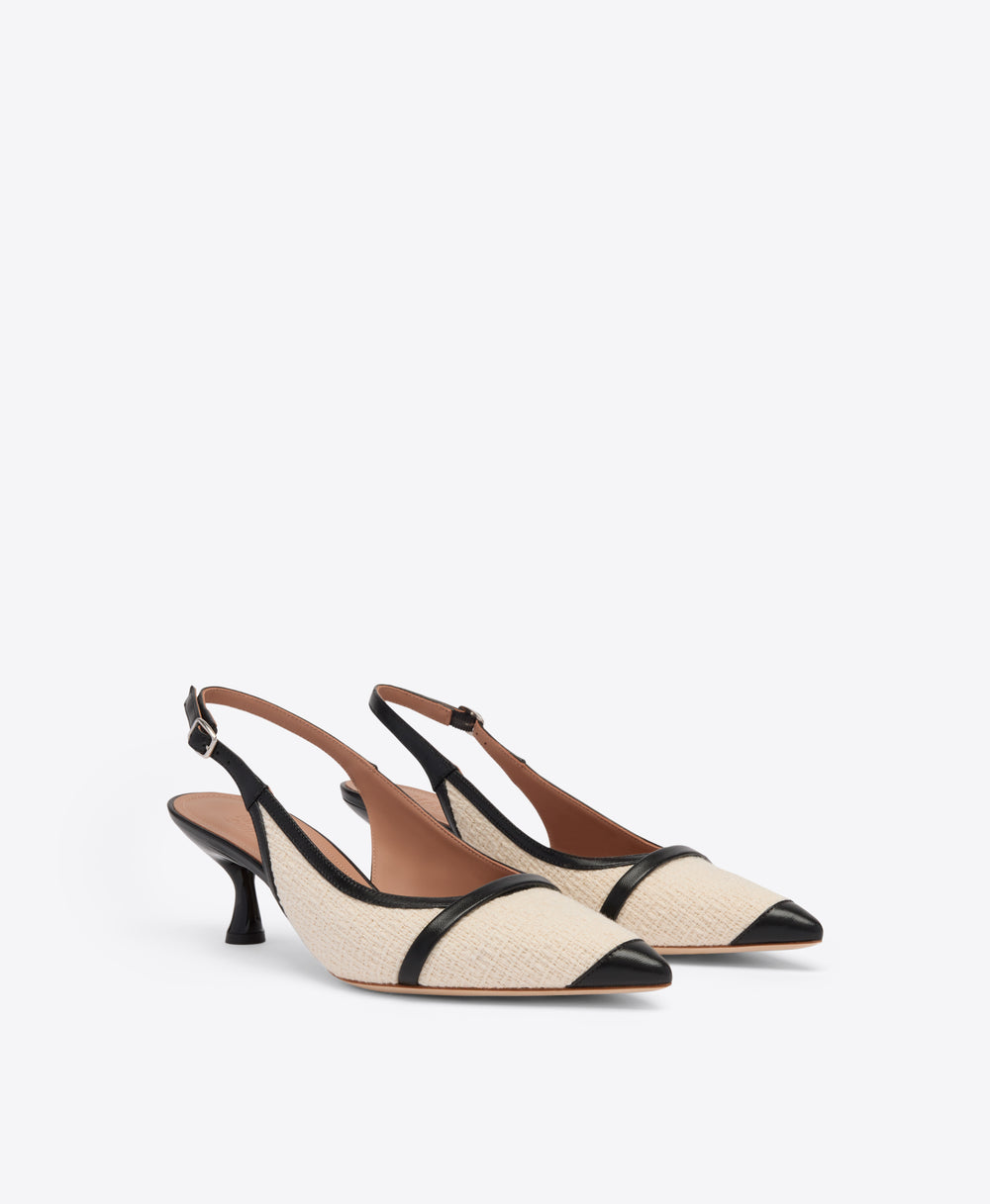 Jama 45 Cream Bouclé Slingbacks Malone Souliers